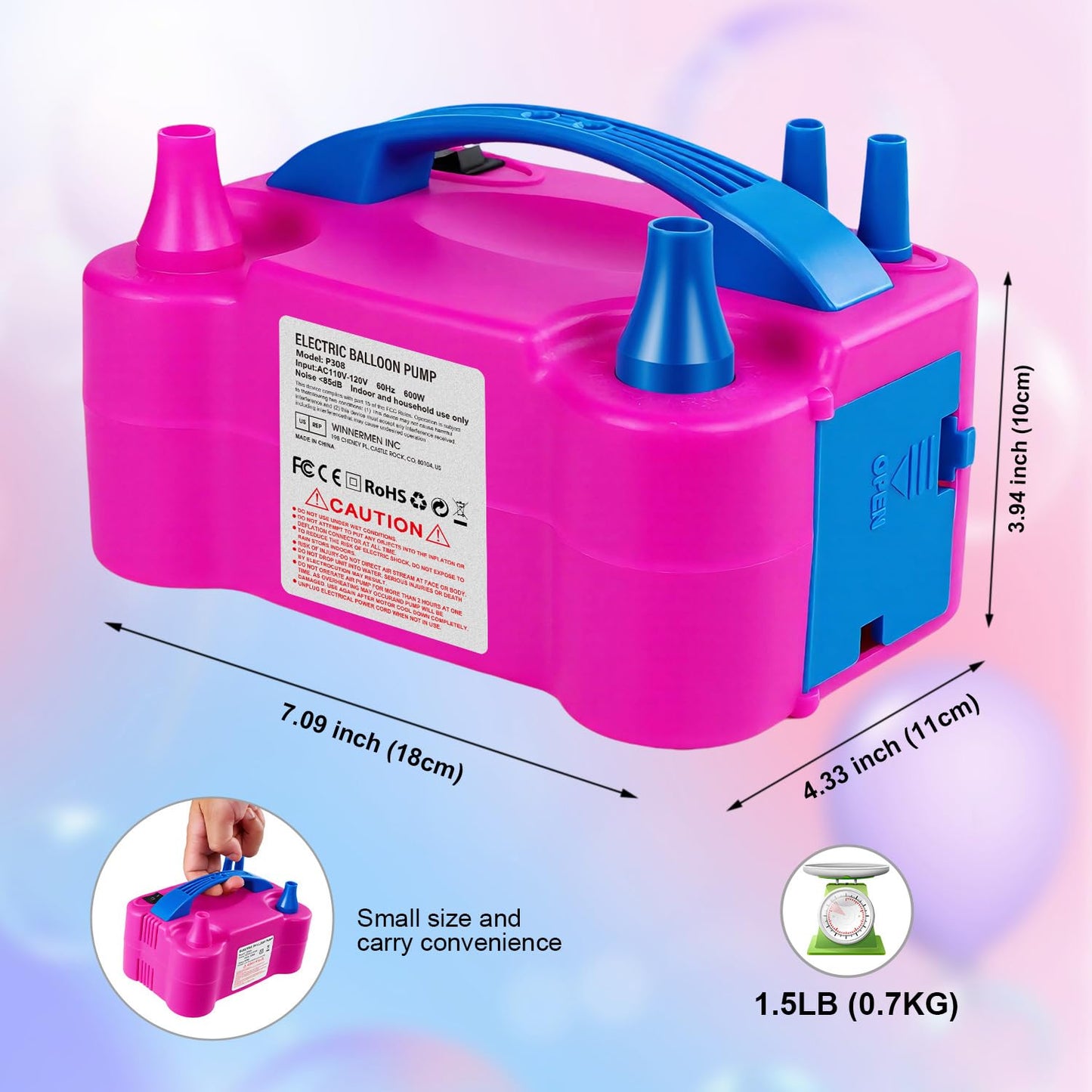 Motorenbau Electric Balloon Pump with Dual Nozzle & 2 Tying Tools