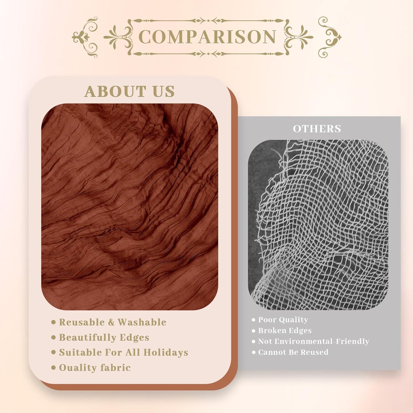 Le courant 6pcs 10Ft Cheesecloth Table Runner, Rustic Boho Gauze Cheese Cloth Runner Table Runner for Weddings Bridal Baby Shower Birthday Holiday Parties Home Decor, Terracotta