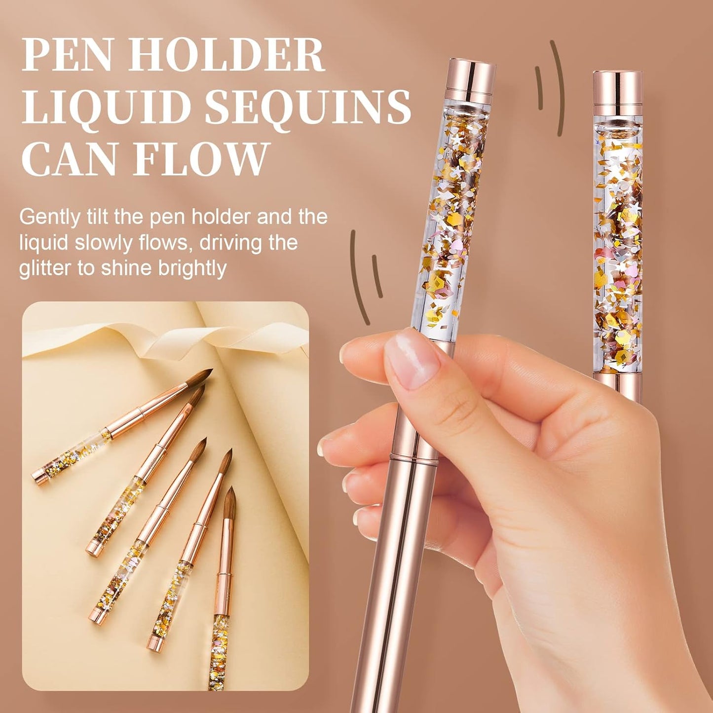 Acrylic Nail Brush Size 10,KEMEISI 100% Pure Kolinsky Nail Art Brushes Sturdy Handle Oval Shaped Acrylic Powder Nail Design Tools for Professional Manicure DIY Home Salon (Gold)