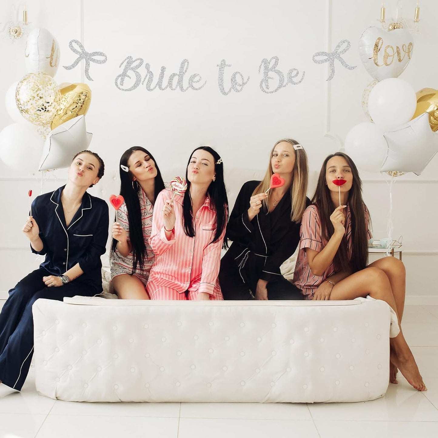 Bride to Be Banner, White Bride to Be with Bow Glitter Bachelorette Bridal Party Banner BRIDE TO BE Sign for White Bachelorette Bridal Shower Wedding Engagement Hen Party Decorations