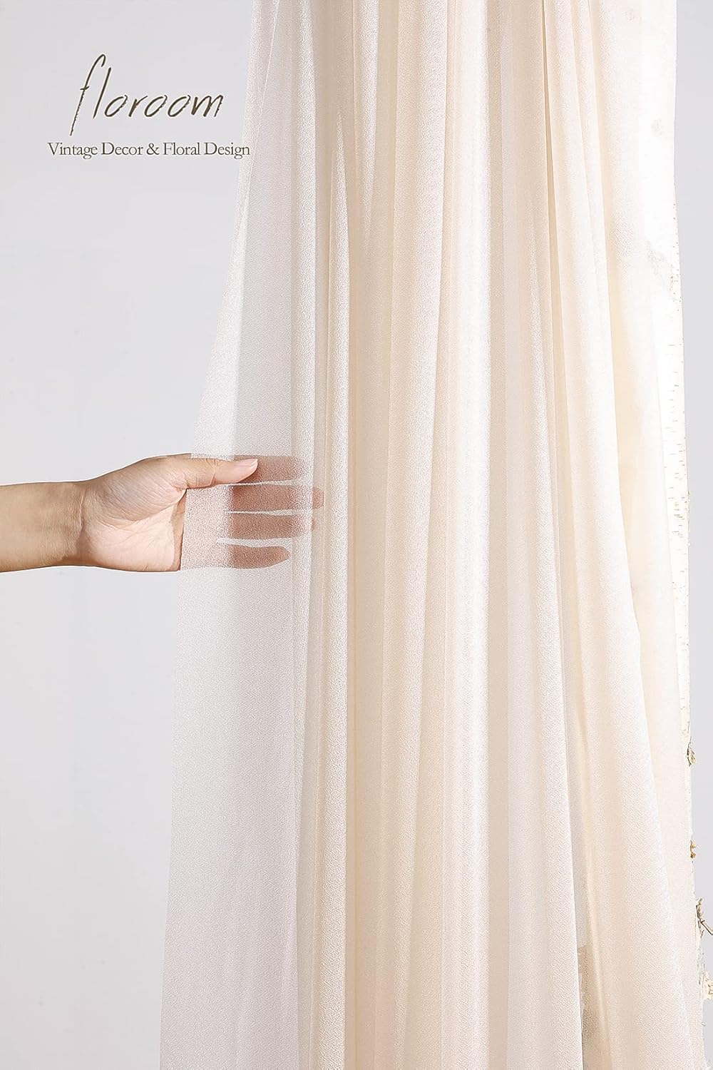 Floroom Wedding Arch Draping Fabric 2 Panels 20Ft Nude Chiffon Fabric Drapes Arbor Drapery Wedding Ceremony Reception Swag Decorations