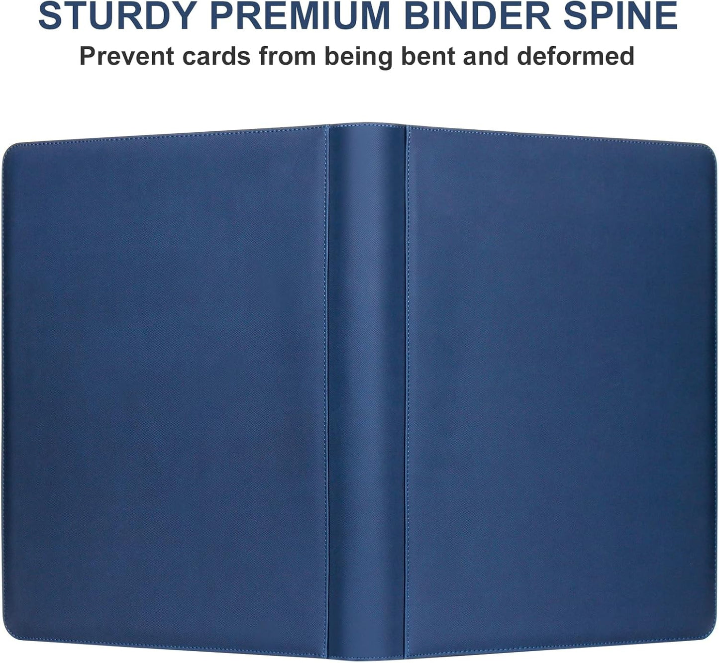GEAoffice 16 Pockets Card Binder for 1000+ Cards, Premium Sturdy Card Holder Album, PU Cover Collection Binder for MTG, TCG, Game & Sports Cards, Navy Blue