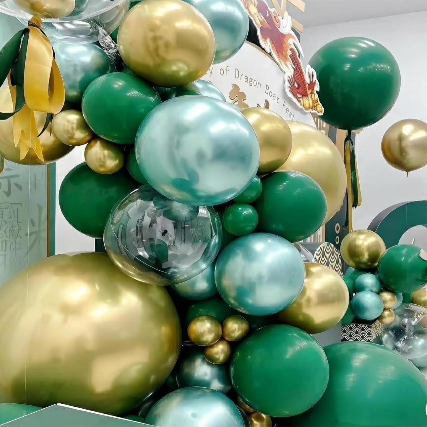 100pcs Dark Green Balloons, 12 inch Green Latex Party Balloons Helium Quality for Birthday Party, Dinosour Masquerade,Baby Shower,Wedding Christmas Party Decoration (with Ribbon)…