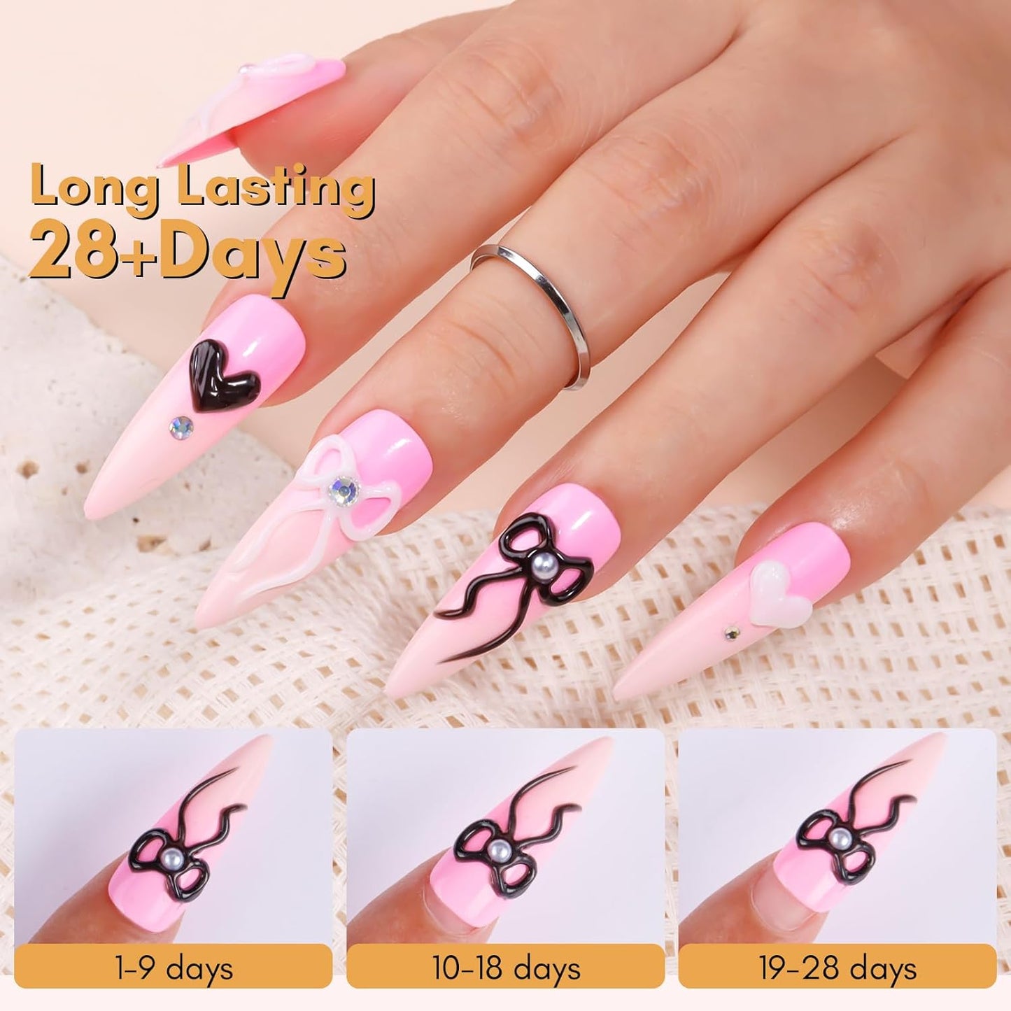 Makartt 3D Gel Nail Art: White and Black Sculpting Candy Molding Gel No Wipe Craving Embossed Gel Polish Set for Decoration Manicure Charm Designs (Whiteout Wonder & Noir)