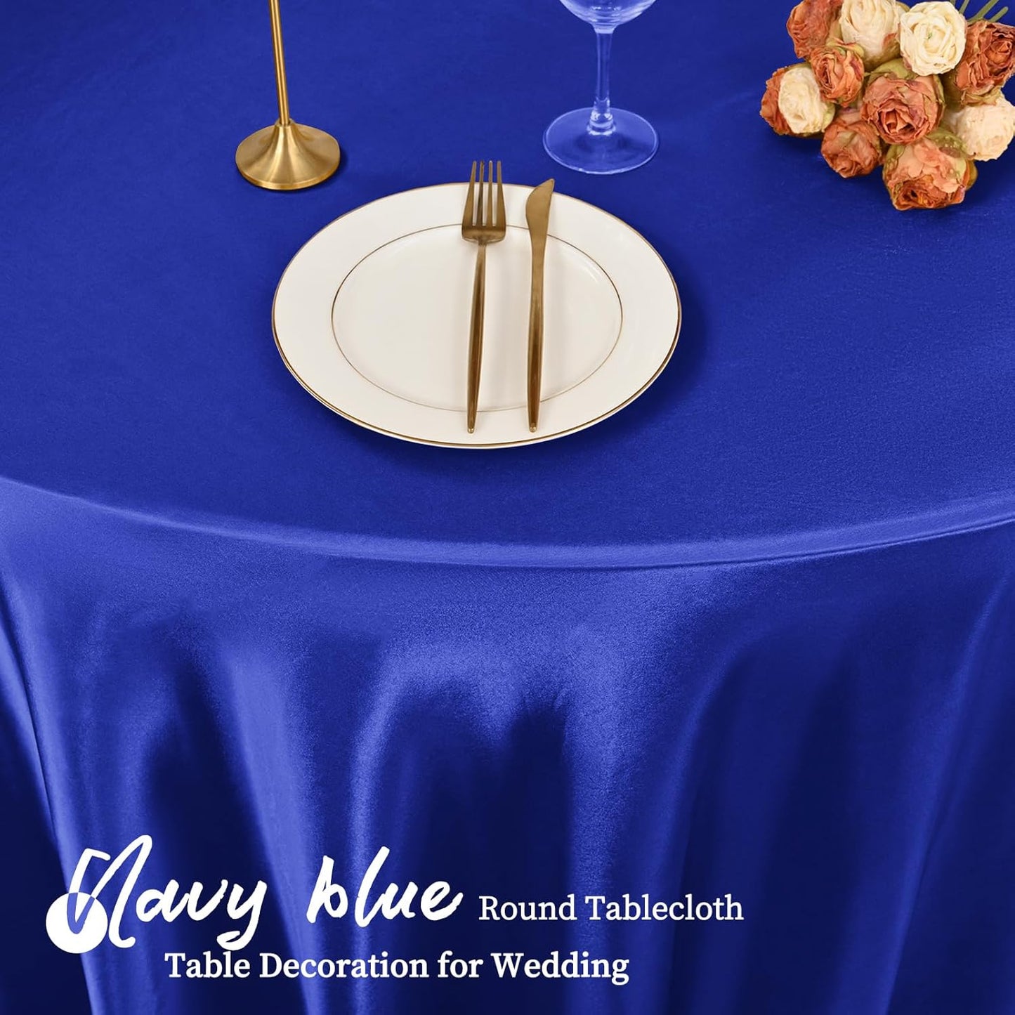 fani 6 Pack 120 Inch Royal Blue Satin Tablecloth - Silky Round Tablecloth Overlay Smooth Fabric Table Cover, Bright Table Decoration for Wedding Party Banquet Events Restaurant Kitchen Dining