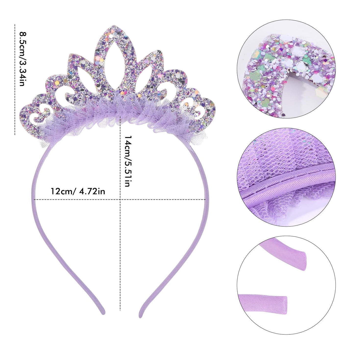 Zifengcer Birthday crown,8 Pack Princess Crown Headband, Glitter Sequin Crown Headband, Shiny