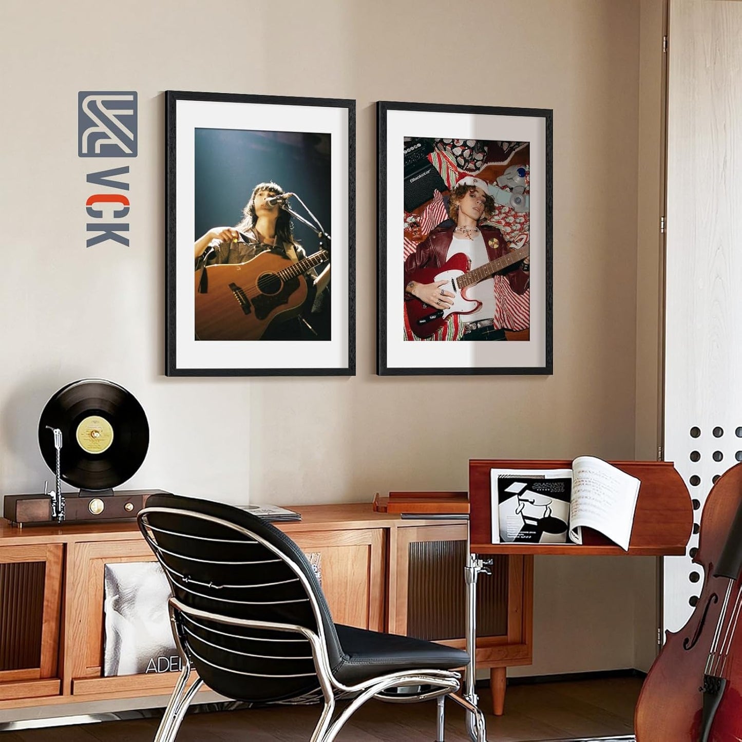 VCK 20x30 Poster Frame Black - 5 Pack, Solid Wood Picture Frame, Matted to 16x24 or 20x30 without Mat, Textured Exclusive, Horizontal and Vertical Formats with Included Hanging Hardware