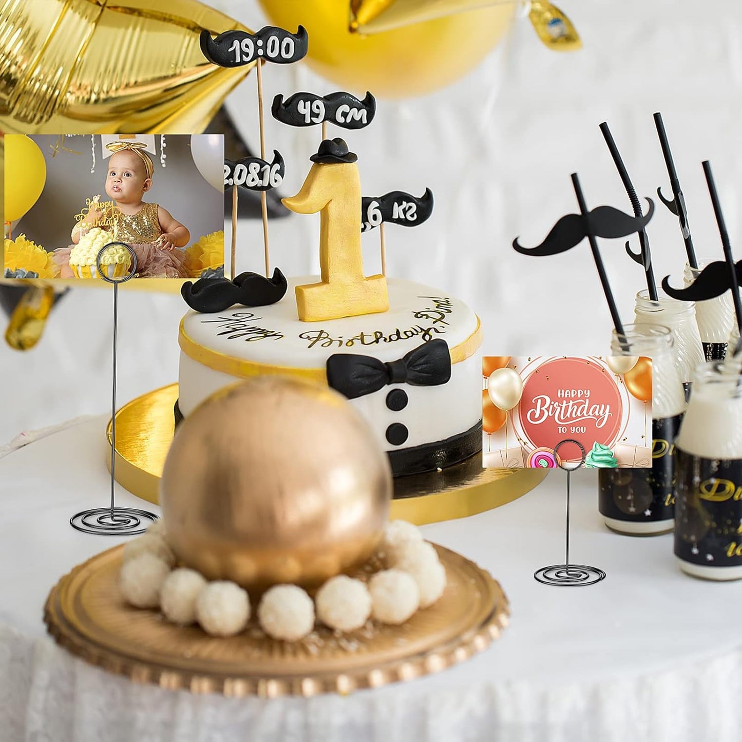 Teling 36 Pieces Table Number Holders 3 Size Place Card Holder Name Numbers Menu Memo Note Card Picture Photo Clip Stand Table Sign for Wedding Anniversary Party Display(Black)