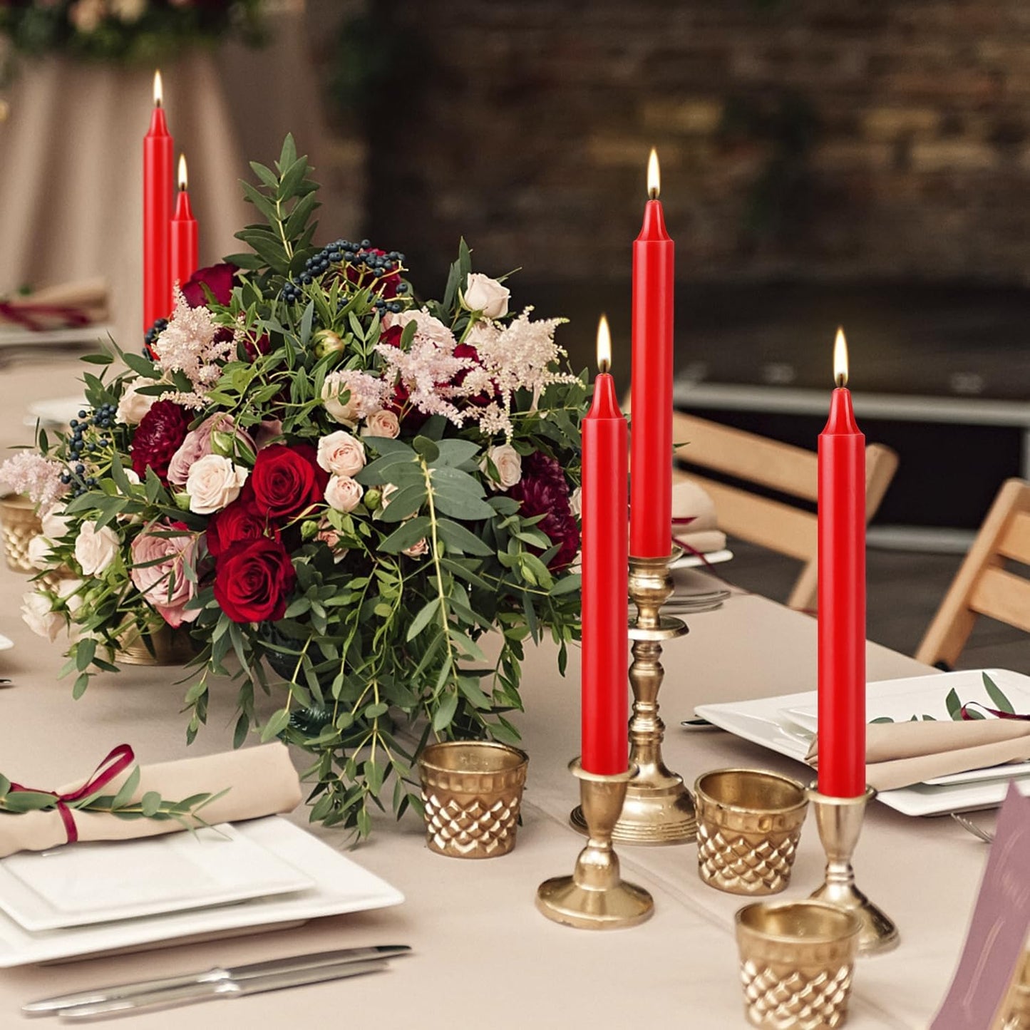 Set of 20 Red Candles –Spell Chime Candles for Christmas,Household, Wedding, Rituals, Prayer, Birthdays, Meditation, Altar,Party and Home Décor Candlesticks - 4 Inch Tall, Unscented (Red)