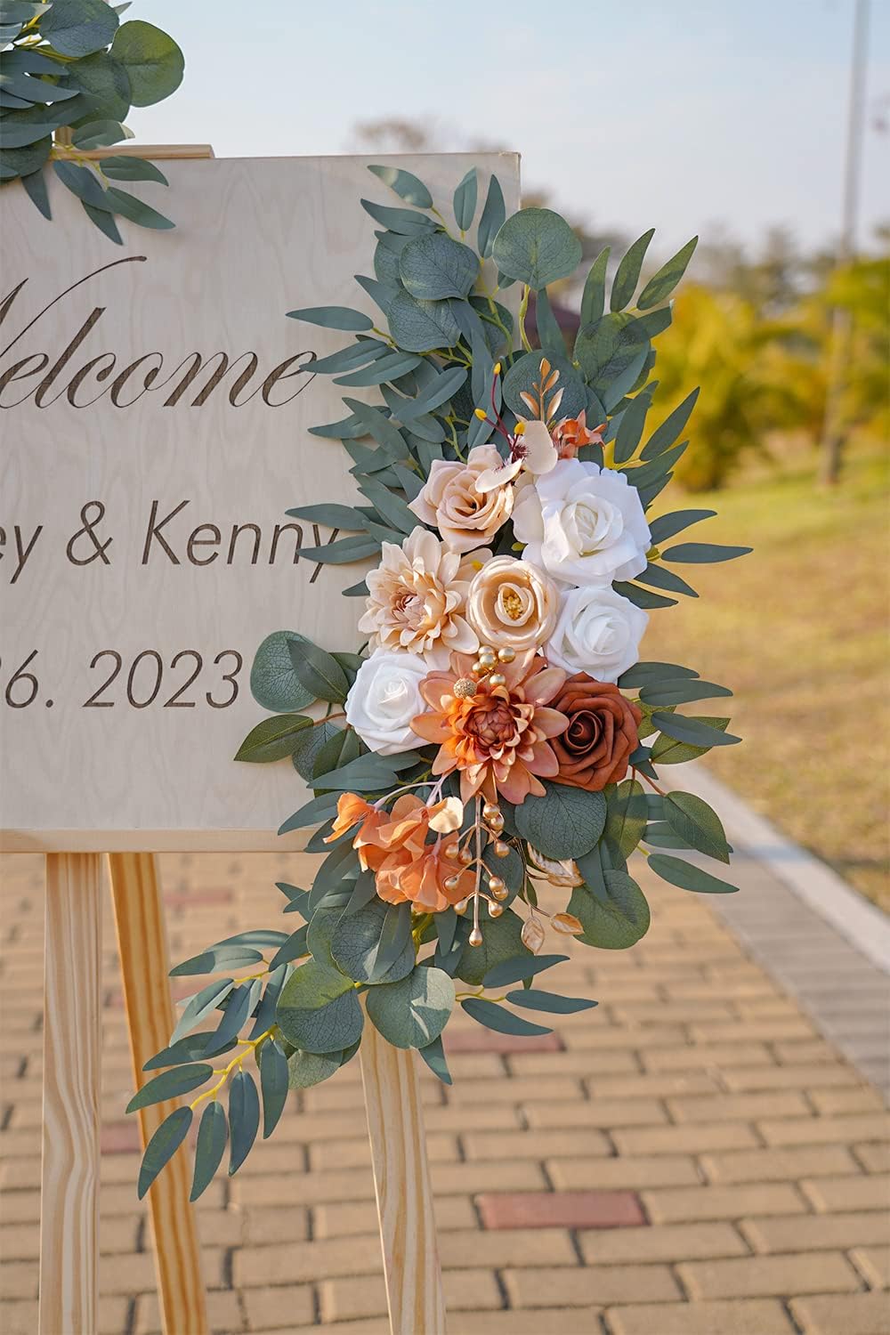 ponatia Wedding Arch Flowers (Pack of 2), Artificial Burnt Orange Flowers for Wedding Welcome Signs Decorations and Arch Flower for Weddings Ceremony Reception (Burnt Orange)