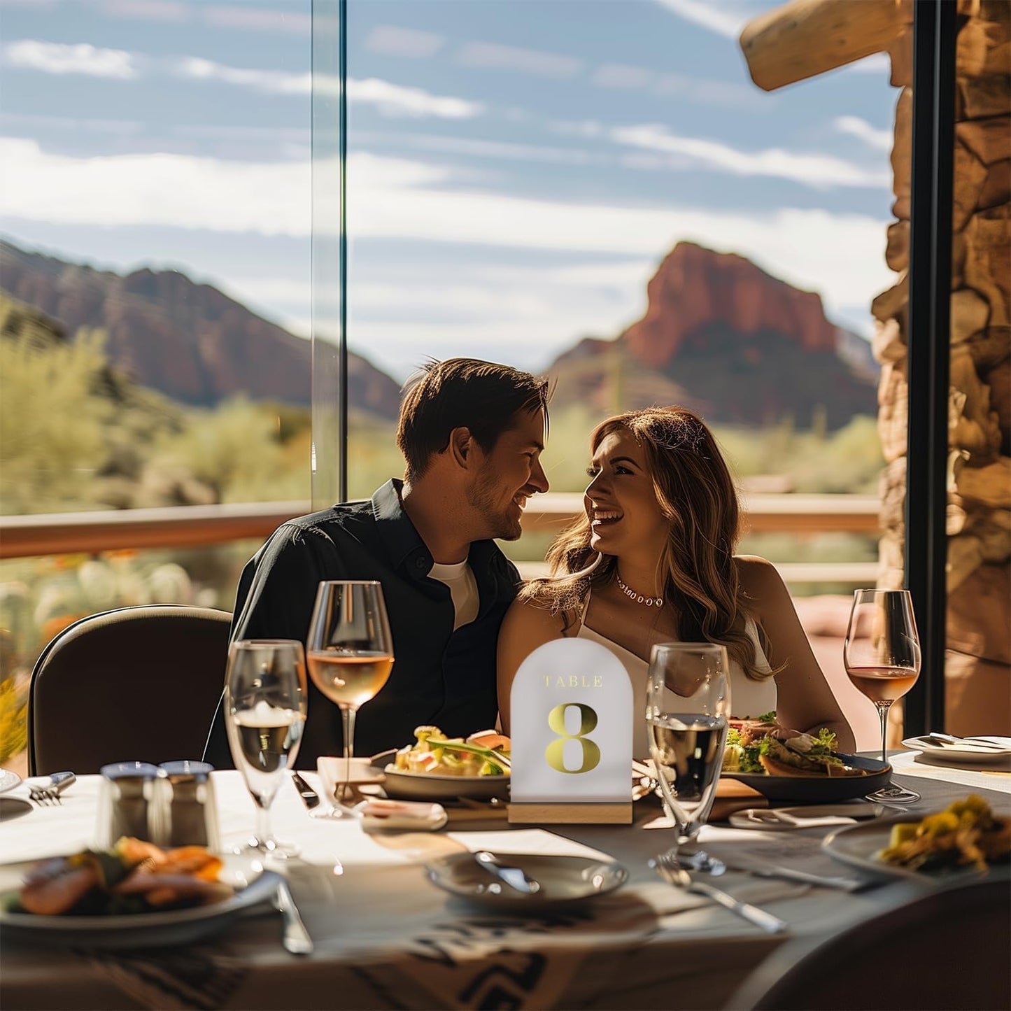 Frosted Blank Arch Acrylic Sign with Wooden Stands - 10 Pack DIY Customizable Sign Kit for Wedding Table Numbers, Restaurant Party Bridal Shower (4x6 Inch)