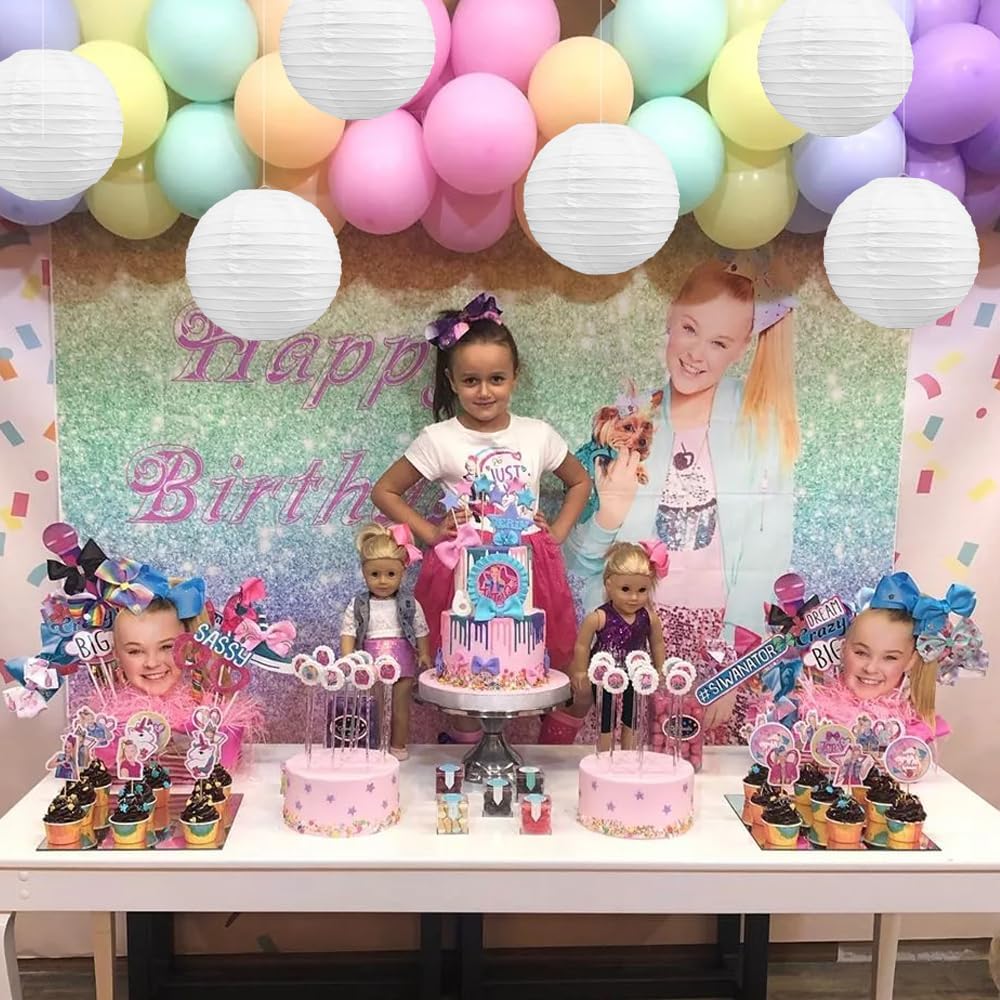 BEISHIDA 8-Inch White Paper Lanterns Decorative Chinese/Japanese Hanging Round Paper Lanterns Lamp for Birthday, Wedding, Christmas, Bridal, Home Decor, Party Decoration (6 Packs)