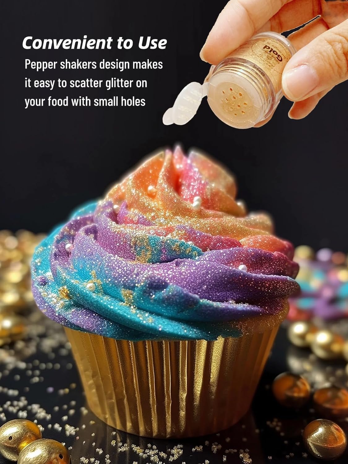 Shanlinly Silver Edible Glitter for Cakes Drinks - Food Grade 5g Shimmer Luster Glitter Dust Edible Glimmer Powders for Strawberries, Sprinkle on Sparkle, Chocolate, Cookie, Cupcake, Cocktail, Vegan