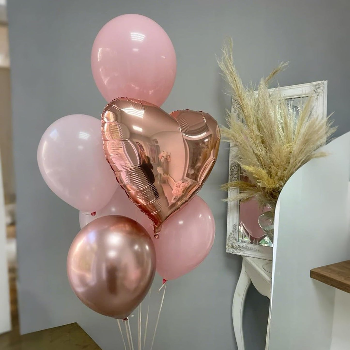 Rose Gold Heart Balloons,12Pcs 18 Inch Rose Gold Aluminum Love Heart Shaped Balloons for Bridal Wedding Engagement Anniversary Birthday Party Baby Shower Valentines Day Decorations