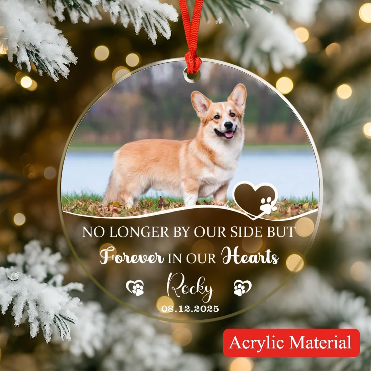 Personalized Dog Memorial Glass Ornaments, Pet Sympathy Gifts, Pet Remembrance Ornaments, Loss of Puppy Remembrance, Passing Away Gift, Dogs Lover Sympathy Gift 2025 (P1)