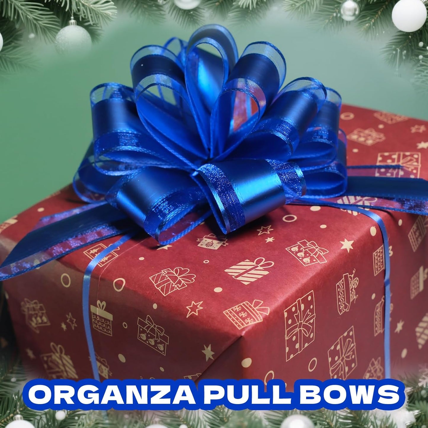 6 Pcs 6 Inch Blue Pull Bows, Perfect for Gift Wrapping, Weddings, Party Decorations, Crafts Easy-to-Use Pull Bows for Gifts and Events