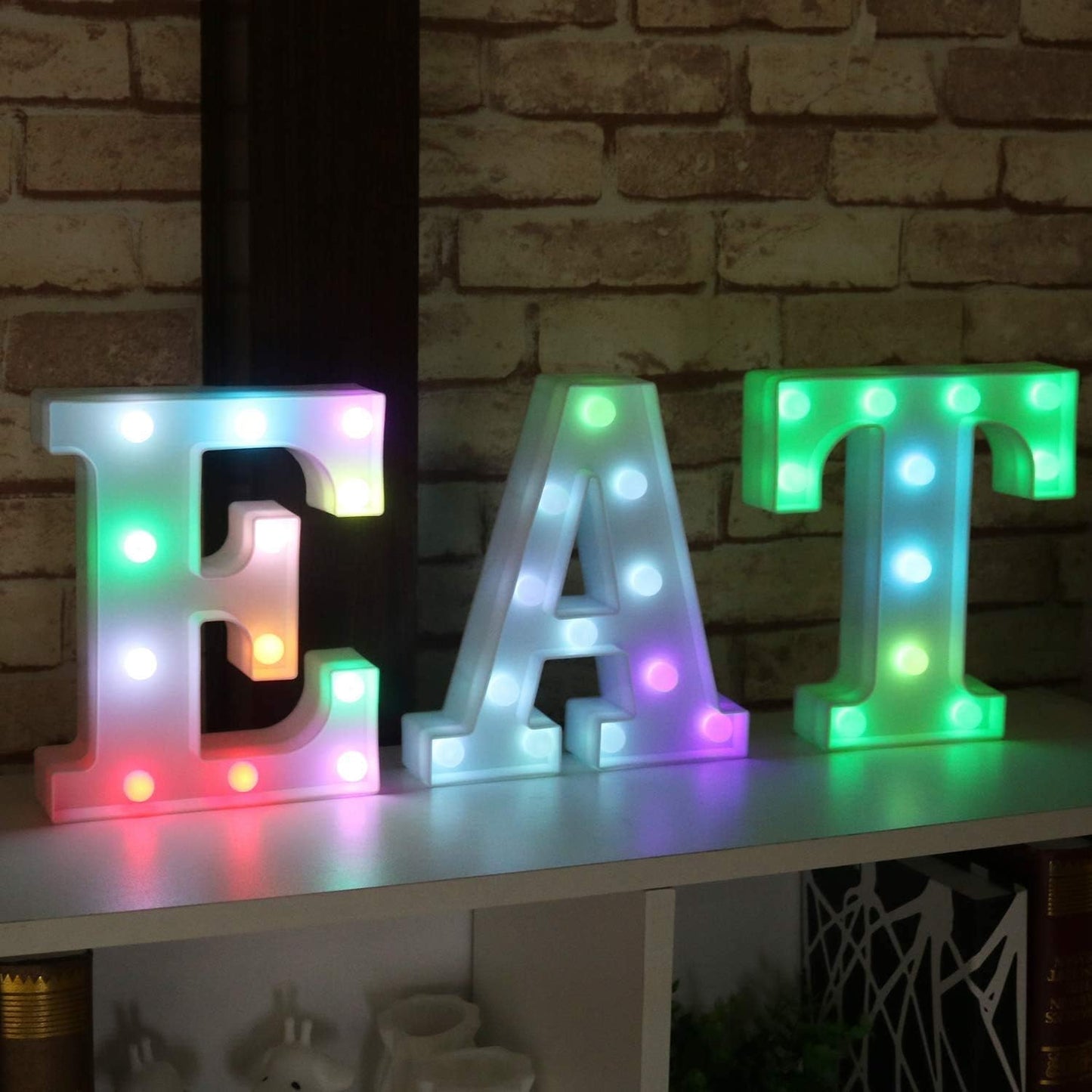 Pooqla Colorful LED Marquee Letter Lights with Remote – Light Up Marquee Signs – Party Bar Letters with Lights Decorations for The Home - Multicolor Q