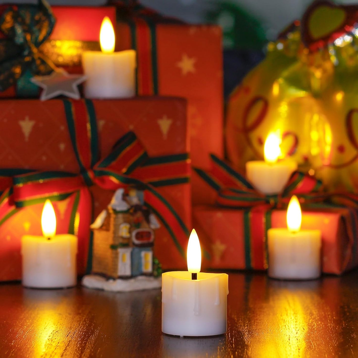 Rechargeable Flameless 1.6" x2.5" Tea Light Candles with Remote & Type-C Charging Cable, Timer LED Flickering White Plastic 6pcs Mini Dripping Wax Votive Tealight Candles