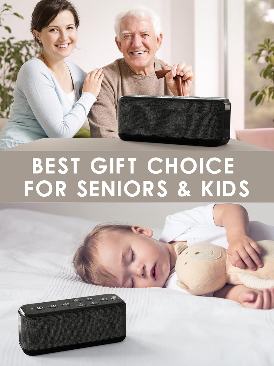 Portable White Noise Machine for Adults & Kids, 42 Soothing Sounds, Rechargeable Travel Sound Machine with Rain & Ocean Sounds, Auto-Off Timer & 8-Level Volume Control โ Ideal for Sleep & Focus