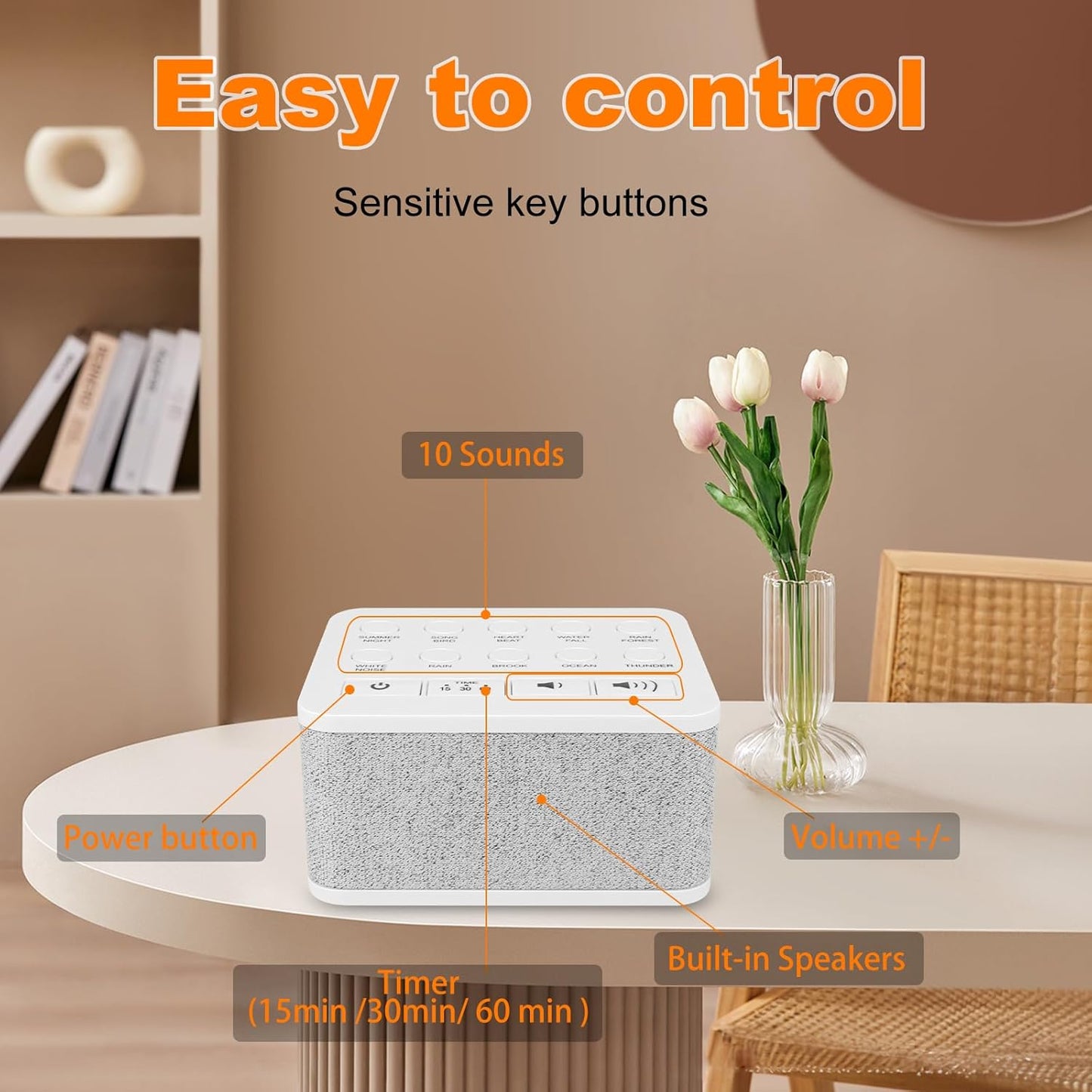 LUXSWAY Sound Machine, White Noise Machine with 10 Natural Soothing Sounds, Volume Control & 3 Timers Setting, Memory Function Sleep Machine for Baby Kids Adults & Home Office Travel