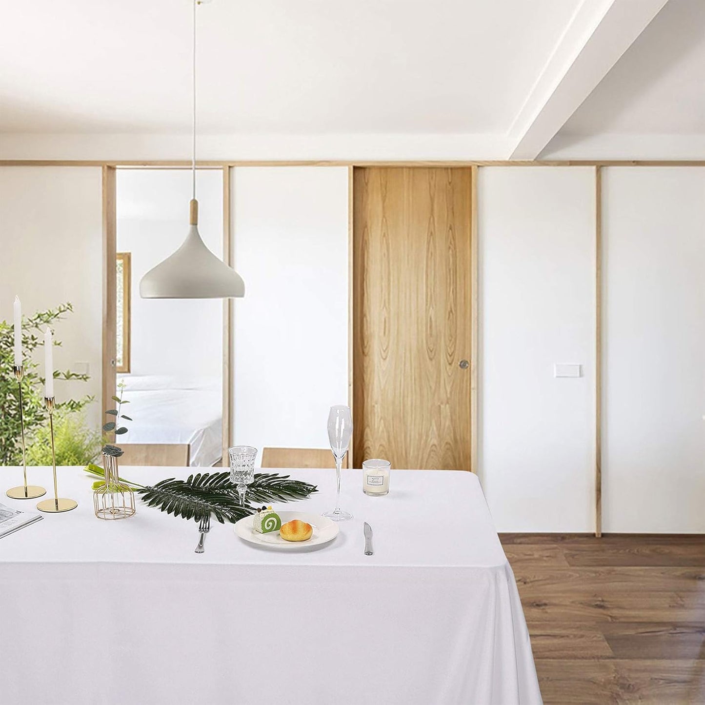 Ascoza 2pack 60x120 Inch White Rectangular Tablecloth 6 Feet Table Cloth in Polyester Fabric for Wedding/Banquet/Restaurant/Parties