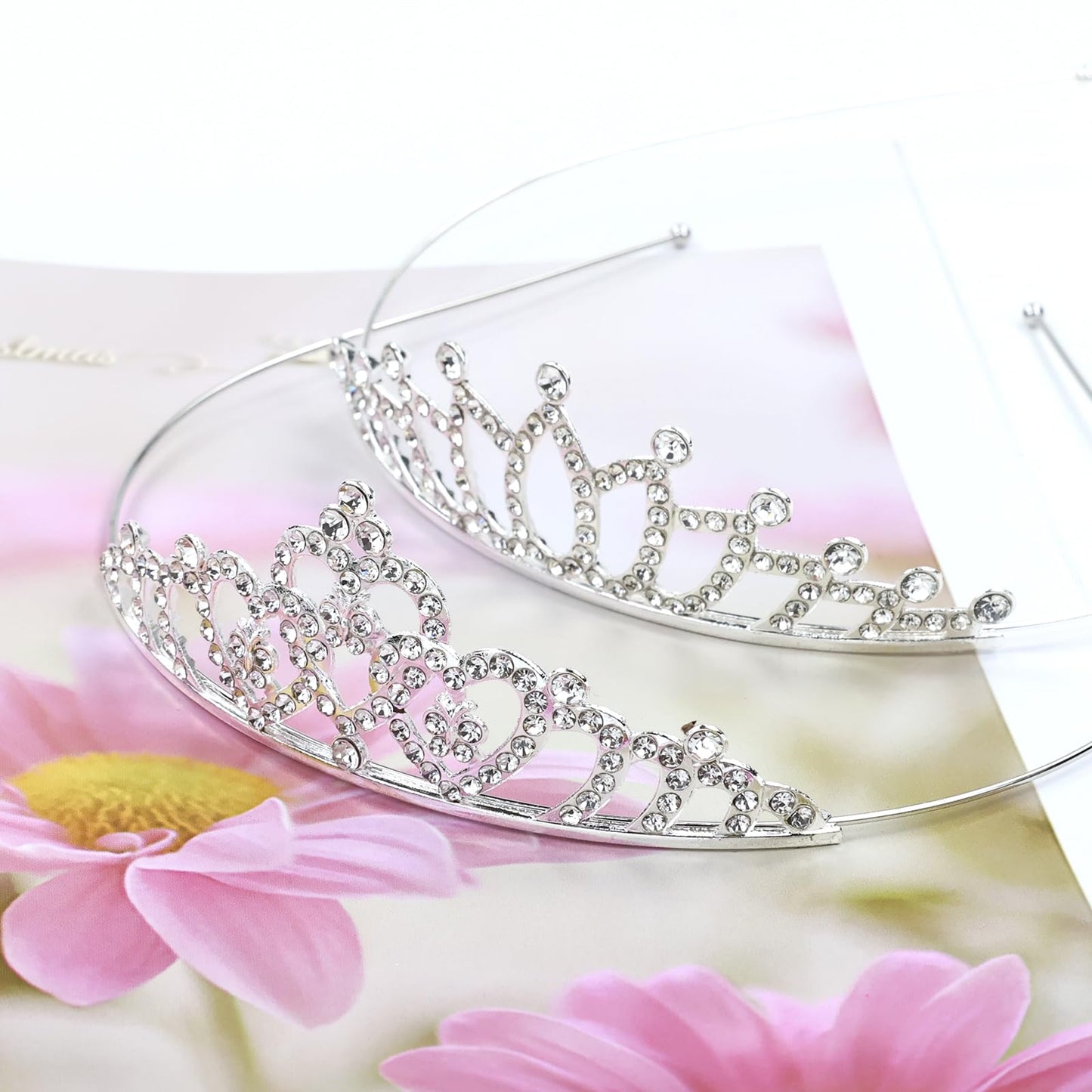 Lawie 8 Pack Birthday Tiaras, Rhinestone Crystal Princess Crowns, Silver Headbands for Women, Party