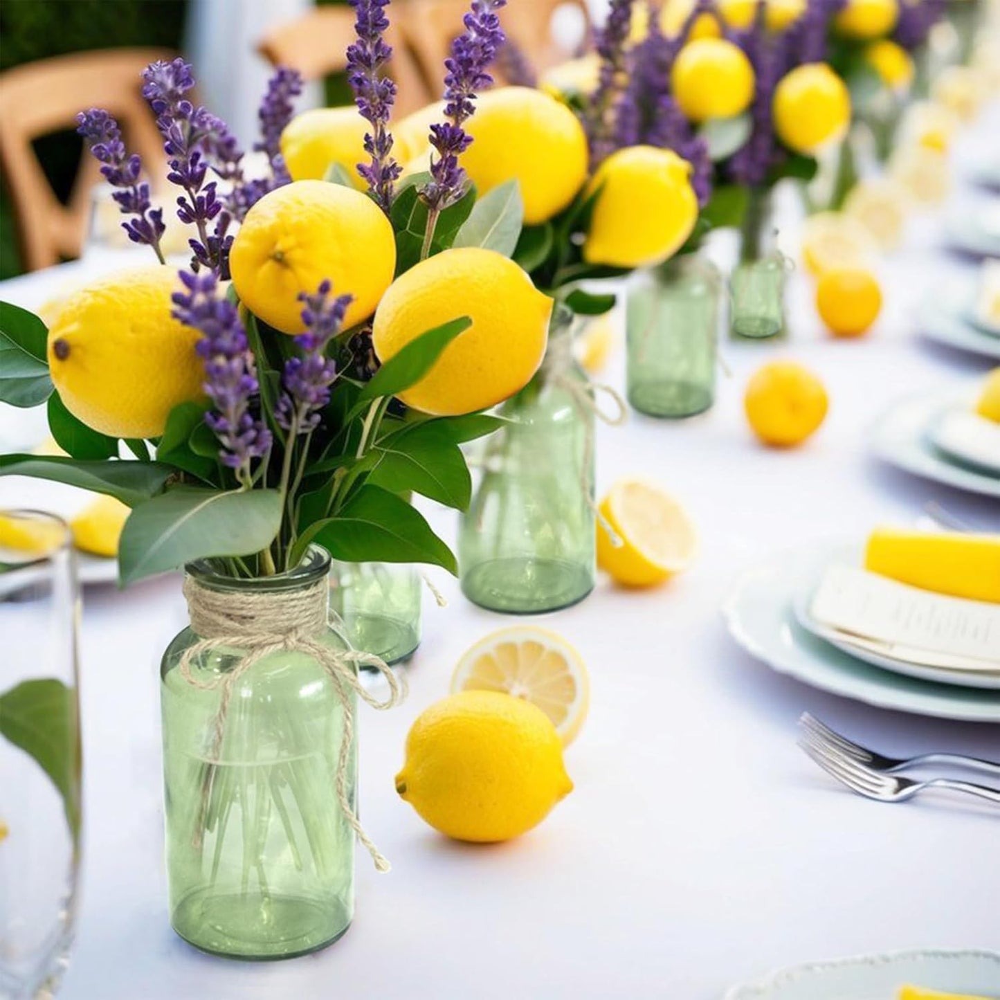 Vintage Glass Flower Vase,12 Pack Green Farmhouse Glass Centerpiece Vases Mason Jars for Weddings, Parties & Home Decor Bulk (12, Green)