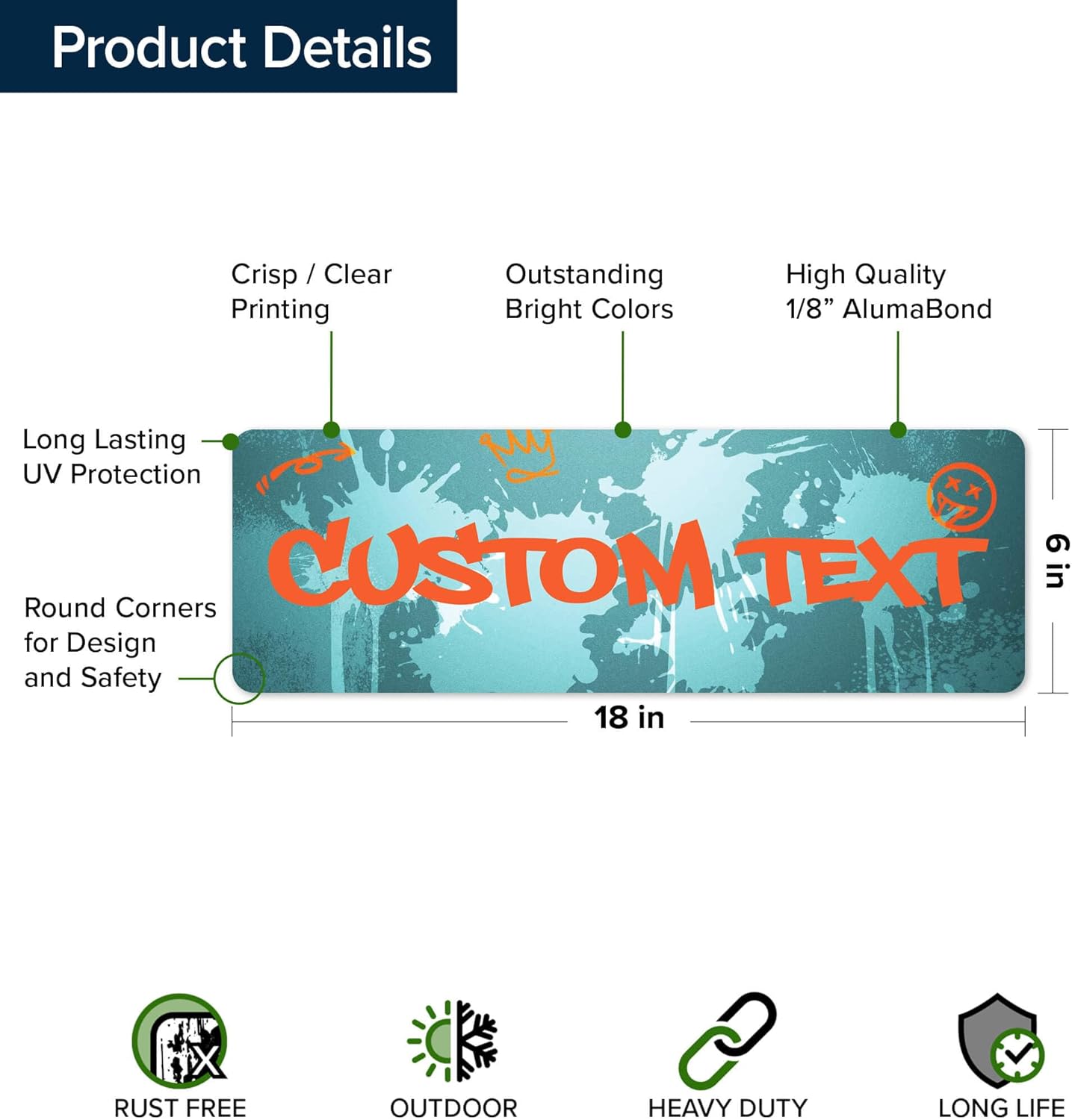 Custom Sign, Custom Street Sign, 11 Font Colors, 13 Font Styles, 4 Hole Options, 22 Sizes, 6x18 Inches, Rust Free DiBound, Fade Resistant, Made in USA by My Sign Center (Graffiti)