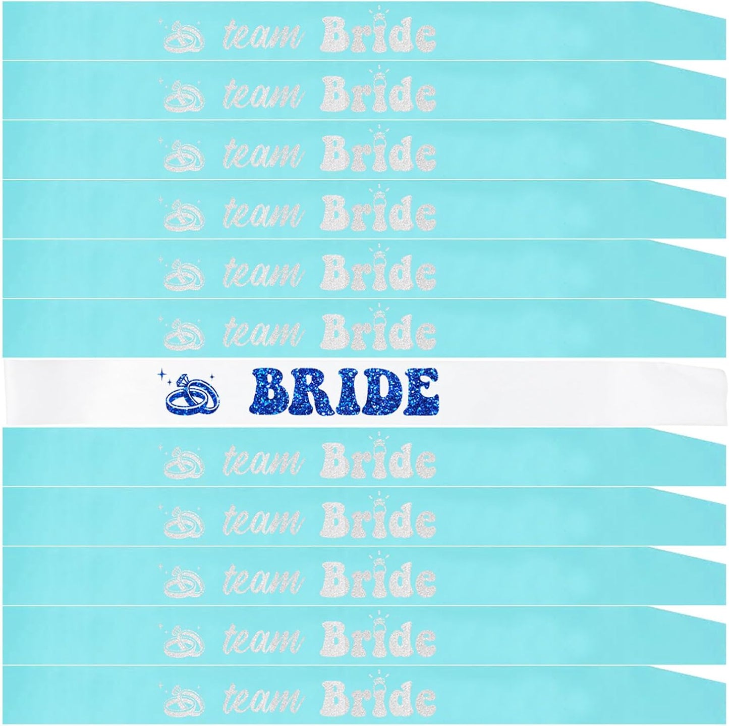 12 PCS Bride Sash Bachelorette Party Bride to Be Team Bride Sashes Maid of Honor Bridesmaid Sash for Bridal Shower and Hen Party Decorations Favors,Blue Silver