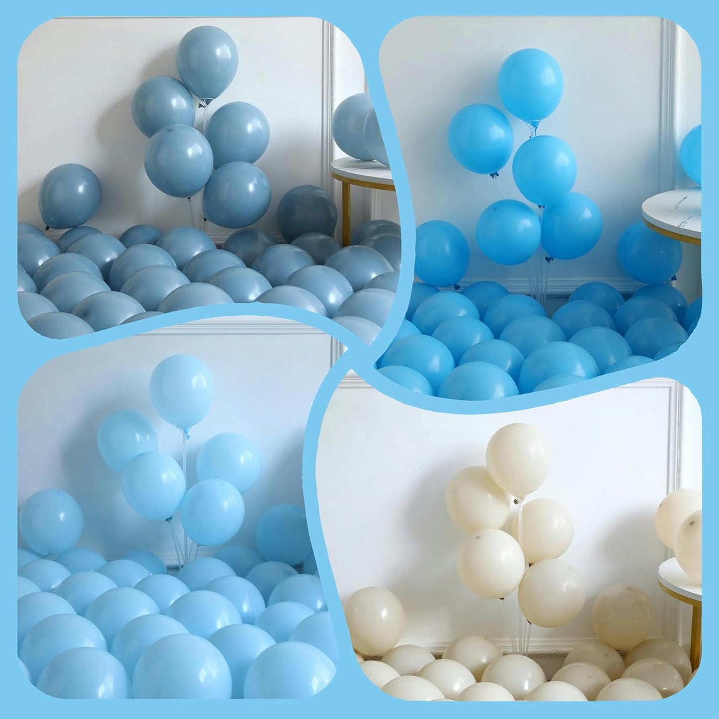 Up Up and Away Balloon Garland Arch Kit, 152pcs Dusty Slate Fog Baby Blue and Sand White Balloons with Hot Air Balloon and Cloud Foil Balloons for Baby Shower Decoration Teddy Themed Party