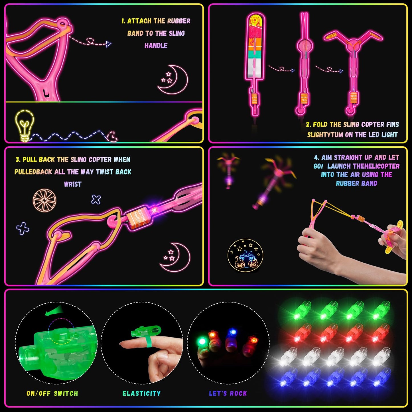 OLUPP Glow in the Dark Party Supplies, 264 PCS Light Up Party Favors with LED Glasses,Glow