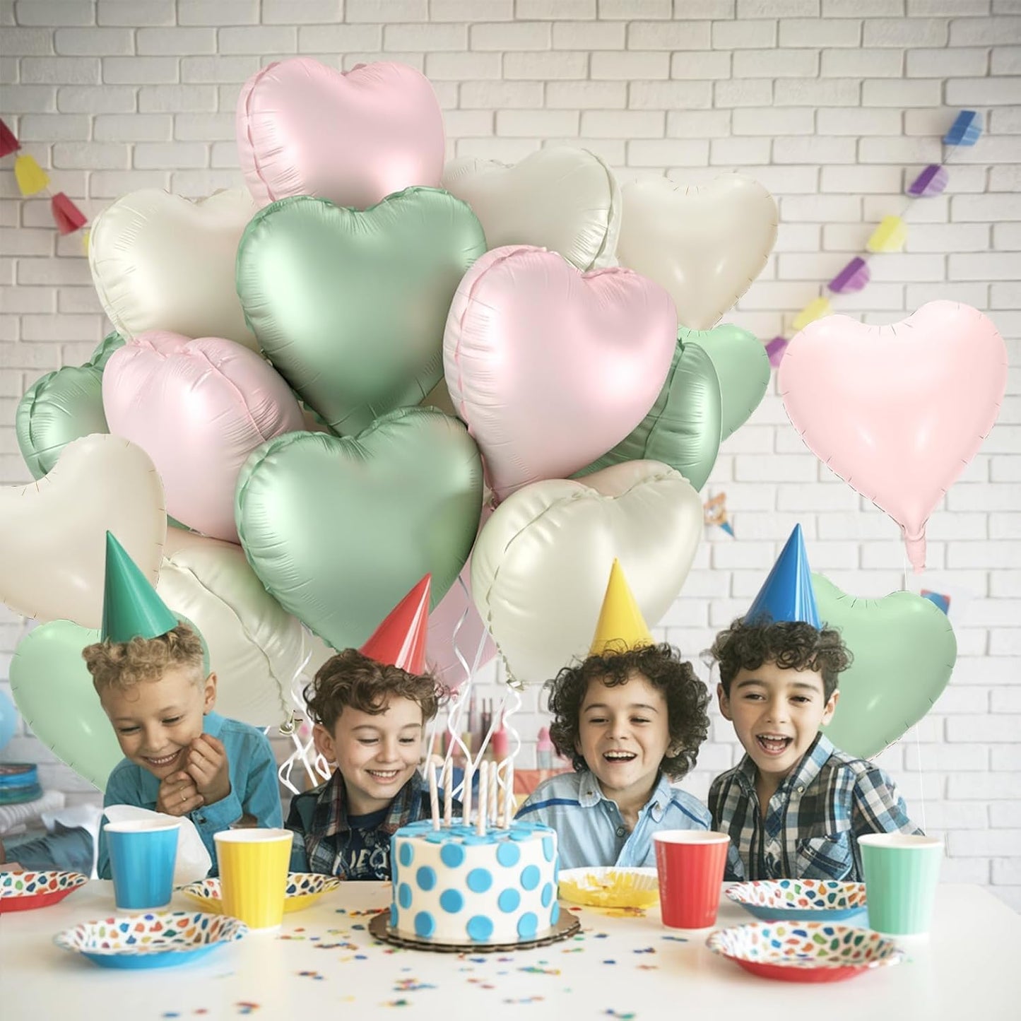 12 Pcs Heart Balloons - 18 inch Sage Green Heart Shaped Foil Helium Balloons for Wedding, Baby Shower, Valentine's Day Parties