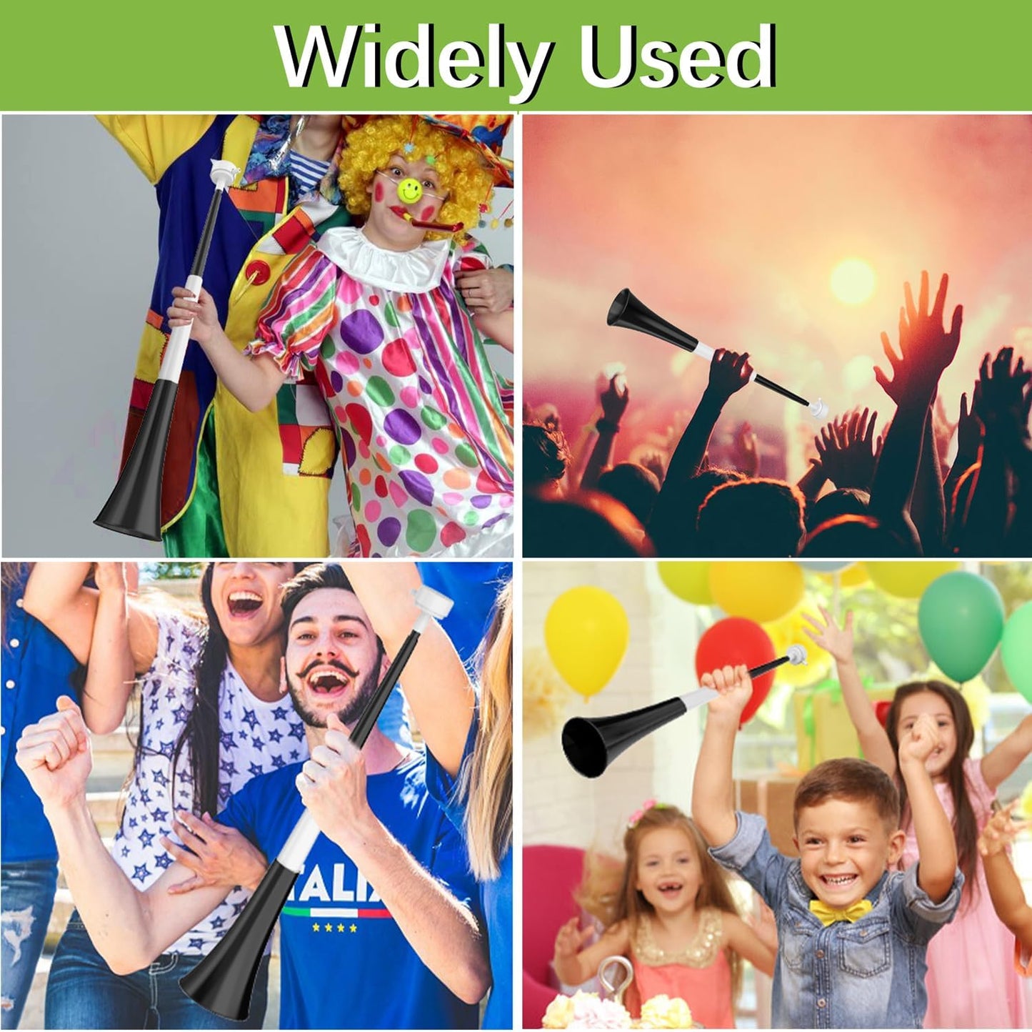 Collapsible Stadium Horn Noise Maker 24 Inch Vuvuzela Stadium Horn Plastic Trumpet Horn Blow Horns Noisemakers for Sporting Events Graduation Games School Sports Party Supplies Favors Accessories