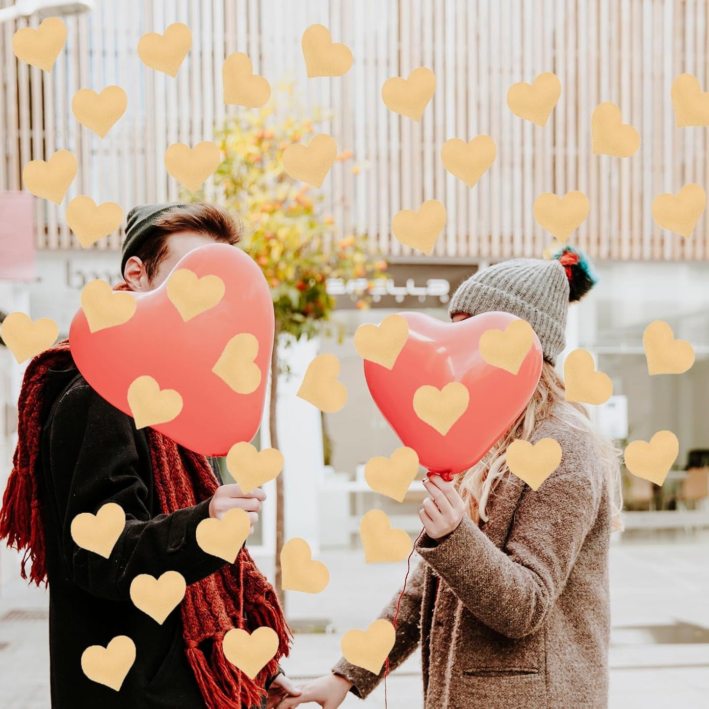 100pcs Champagne Heart Sponge Confetti Decor Heart Confetti Heart Shape Petals Scatter Confetti Table Wedding Decor Valentine’s Day Confetti for Wedding Valentine's Day Party Supplies