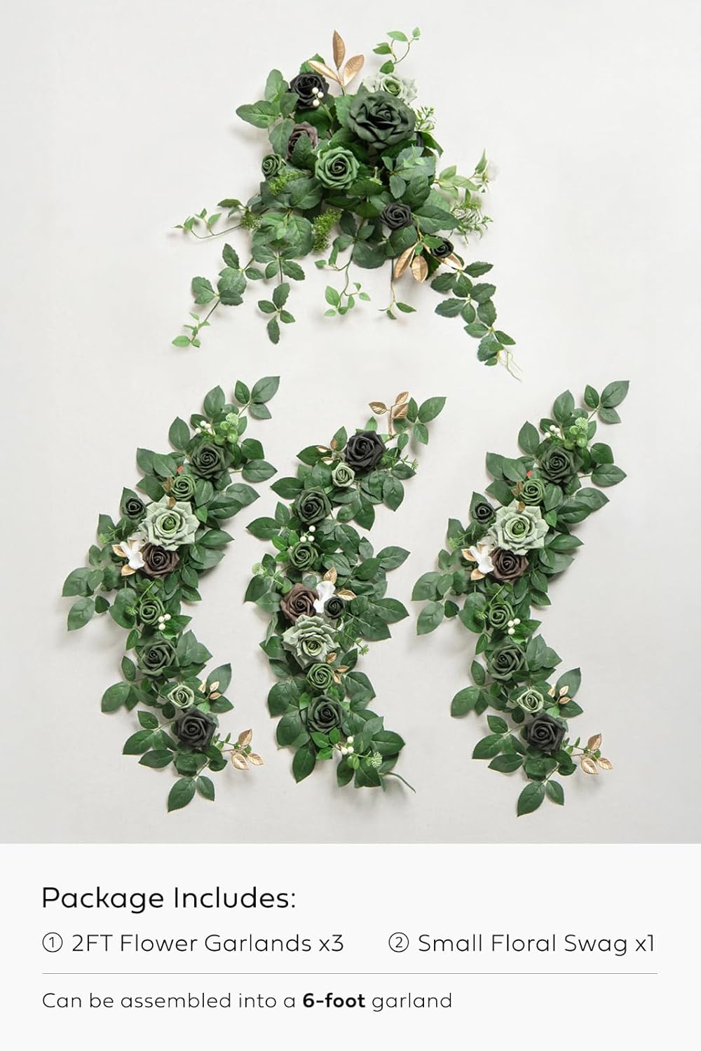 Ling's moment Eucalyptus Garland with Flowers 6FT,Table Runner with Flowers Marsala Mantle Decor Handcrafted Wedding Centerpieces for Rehearsal Dinner Bridal Shower | Red & White