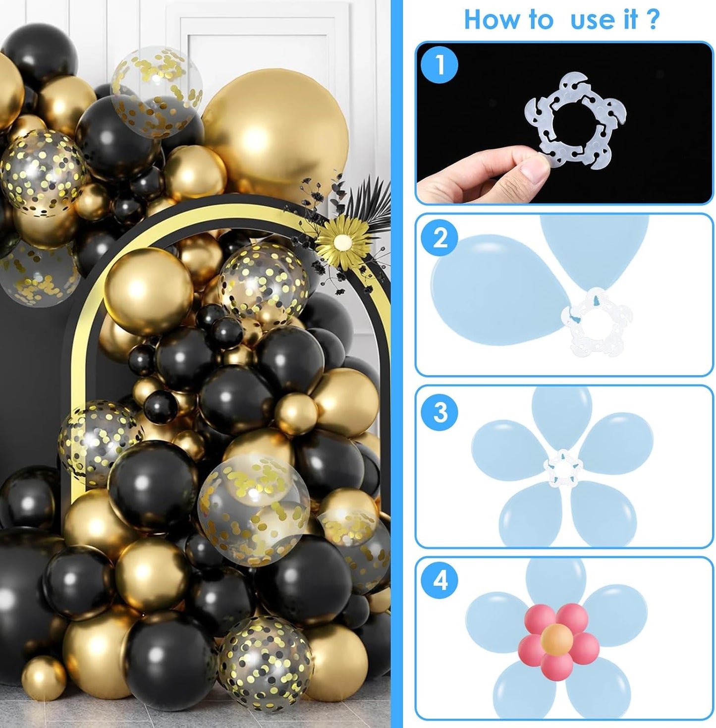 50PCS Balloon Arch Clips, White Balloon Clips Holders Bracket Buckle for Decorating Connector, Weddings, Parties (Diameter 2.2 Inch)