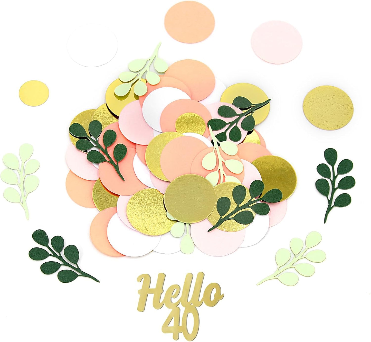 300PC 40TH Birthday Confetti for Table Pink and Sage Green Happy 40TH Birthday Decorations for Women Dots Hello 40 Confetti Scatters Forty Party Decor Supplies