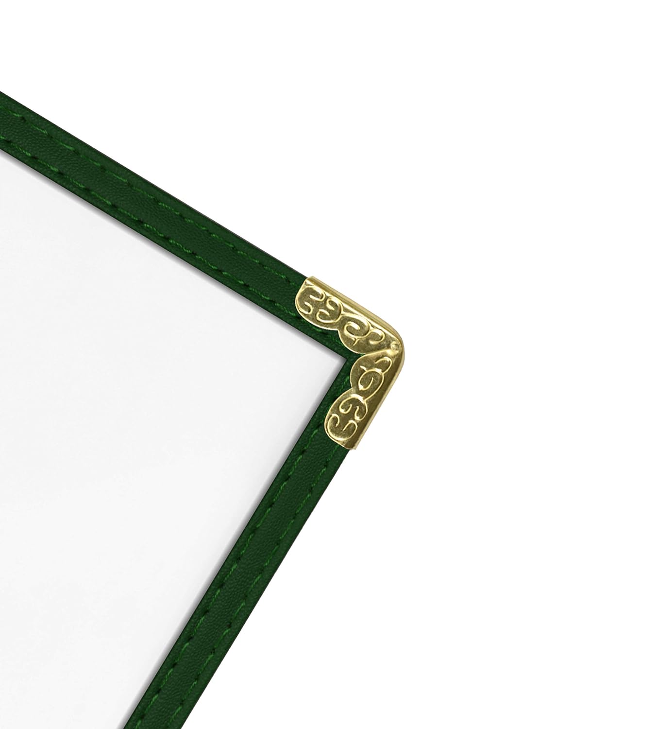 Goodsmart Restaurant Menu Covers – 25 Pack Green 6-View Trifold 8.5" x 14", Side-Loading Vinyl & Plastic Menu Holders, Clear Menu Sleeves, Leather-Style Café Covers with Gold Corners