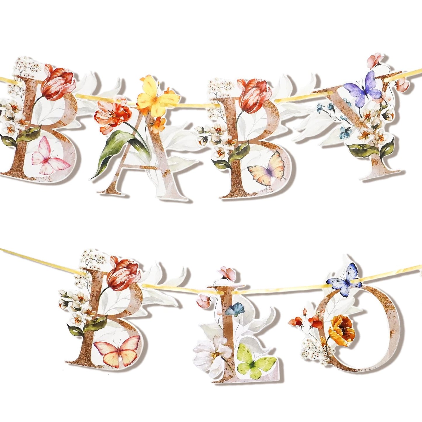 Flower Butterfly Baby in Bloom Banner, Floral Baby Shower Sign