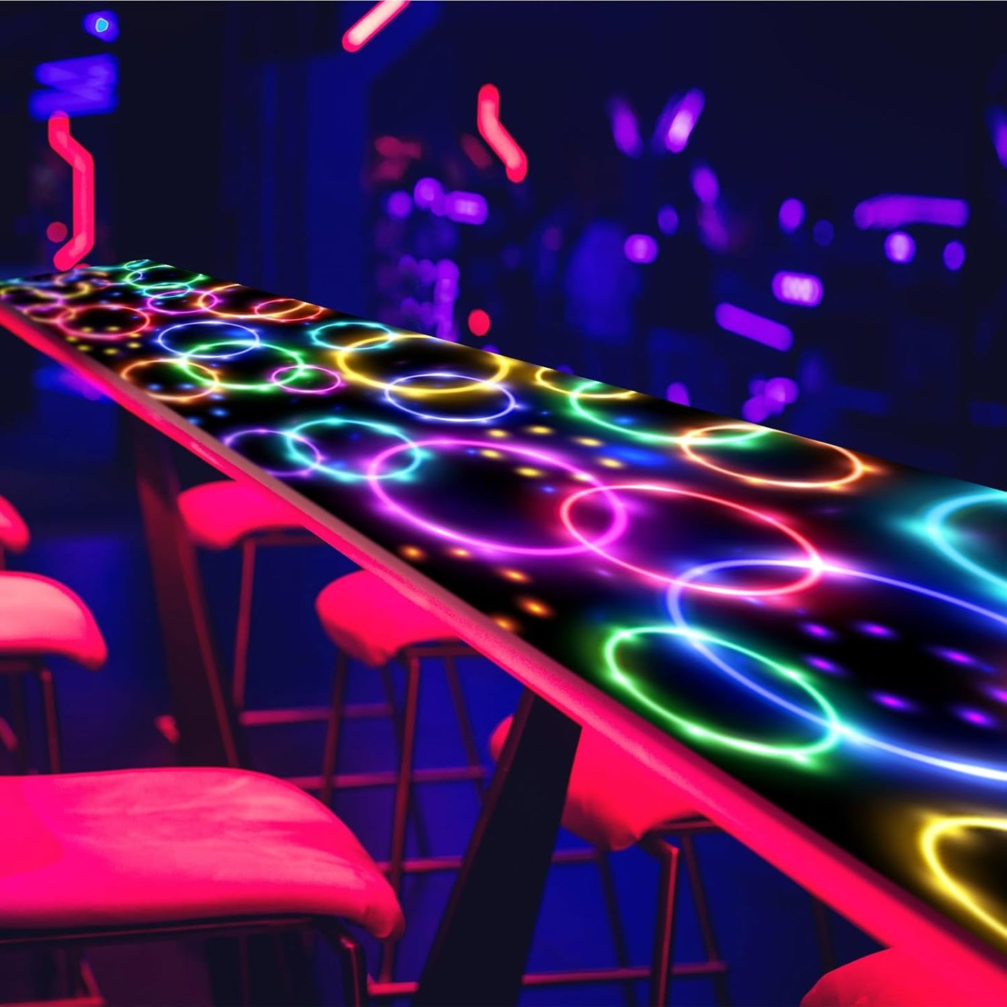 Haull 236 x 39 Inch Neon Light up Dance Floor Glow in The Dark Floor Runner Neon Party Decorations UV Blacklight Reactive Fluorescent Wall Props for Glow Disco Party Favors(Dream Bubble)