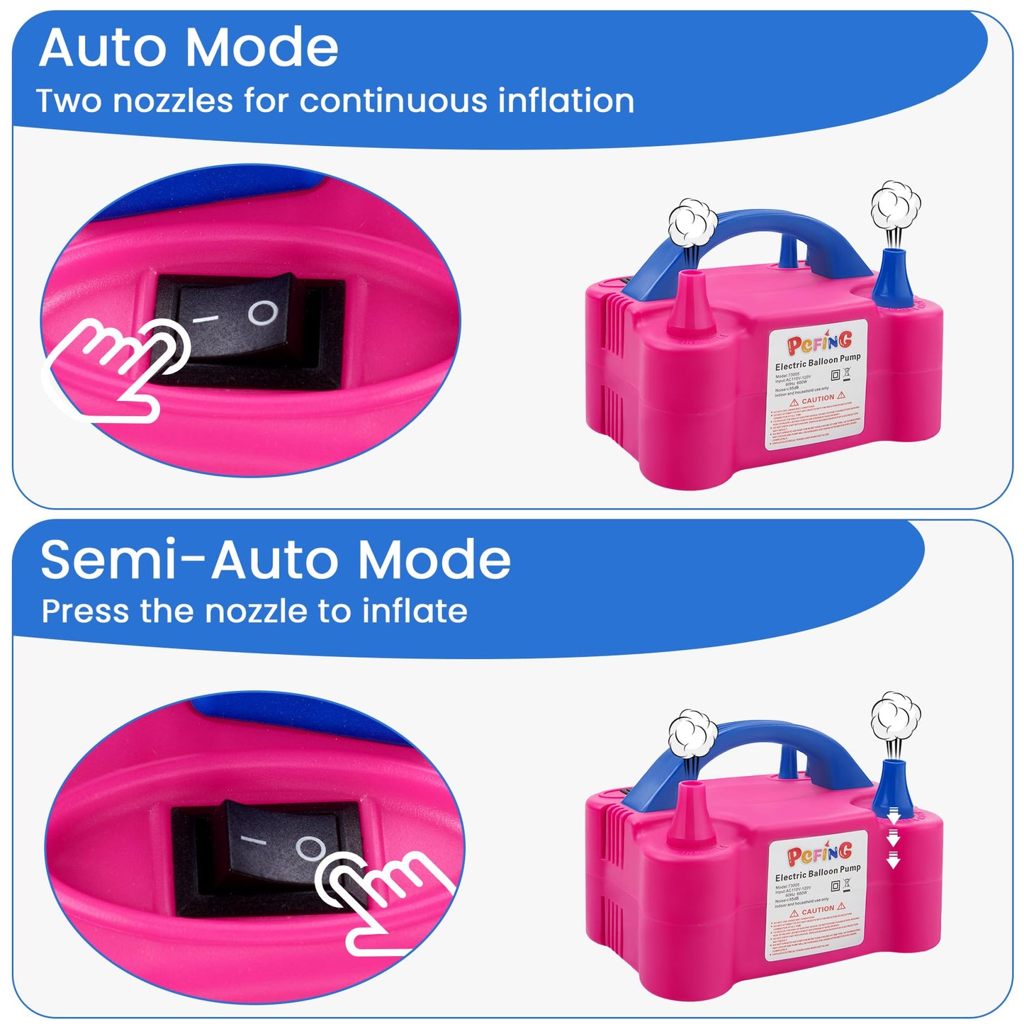 PCFING Balloon Pump Electric, Portable Balloons Inflator Blower Machine with Balloon Tie Tool &
