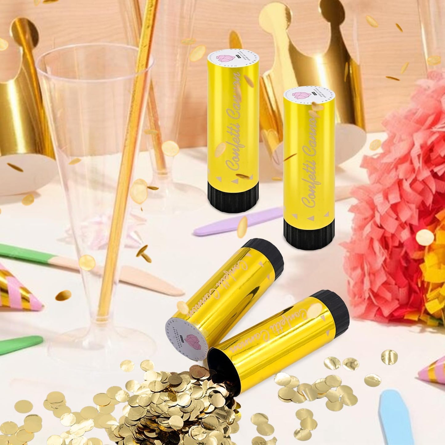 Small Confetti Cannon 24 Pack Mini Confetti Poppers Gold Party Poppers Confetti Small Party Confetti for Kids Ideal for Weddings Birthdays Graduations Baby Shower Christmas New Years
