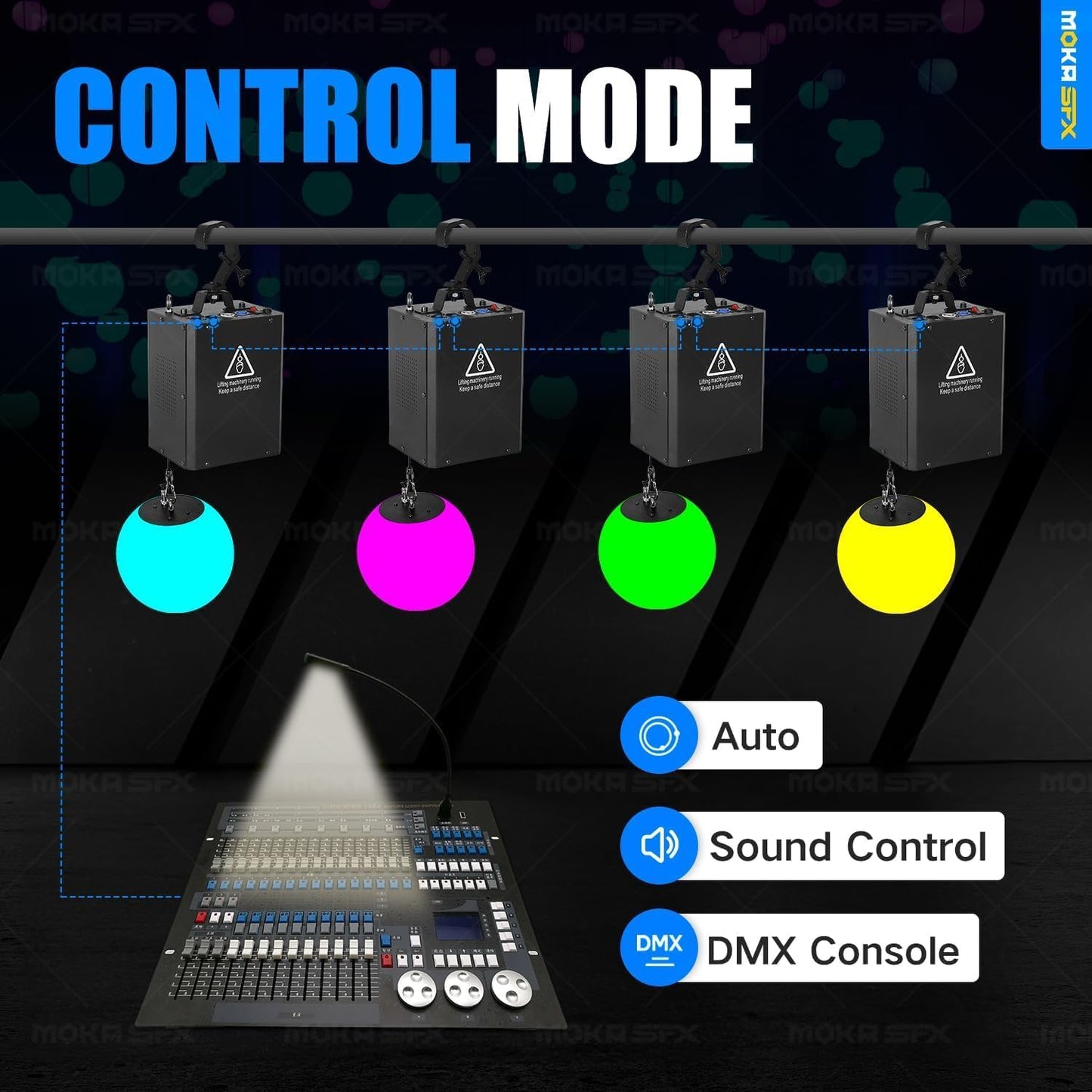 3D LED Light Lifting System DMX RGB LED Light Lift Ball Wave Effect Winch Colorful Kinetic Stage Light Ball for DJ Disco