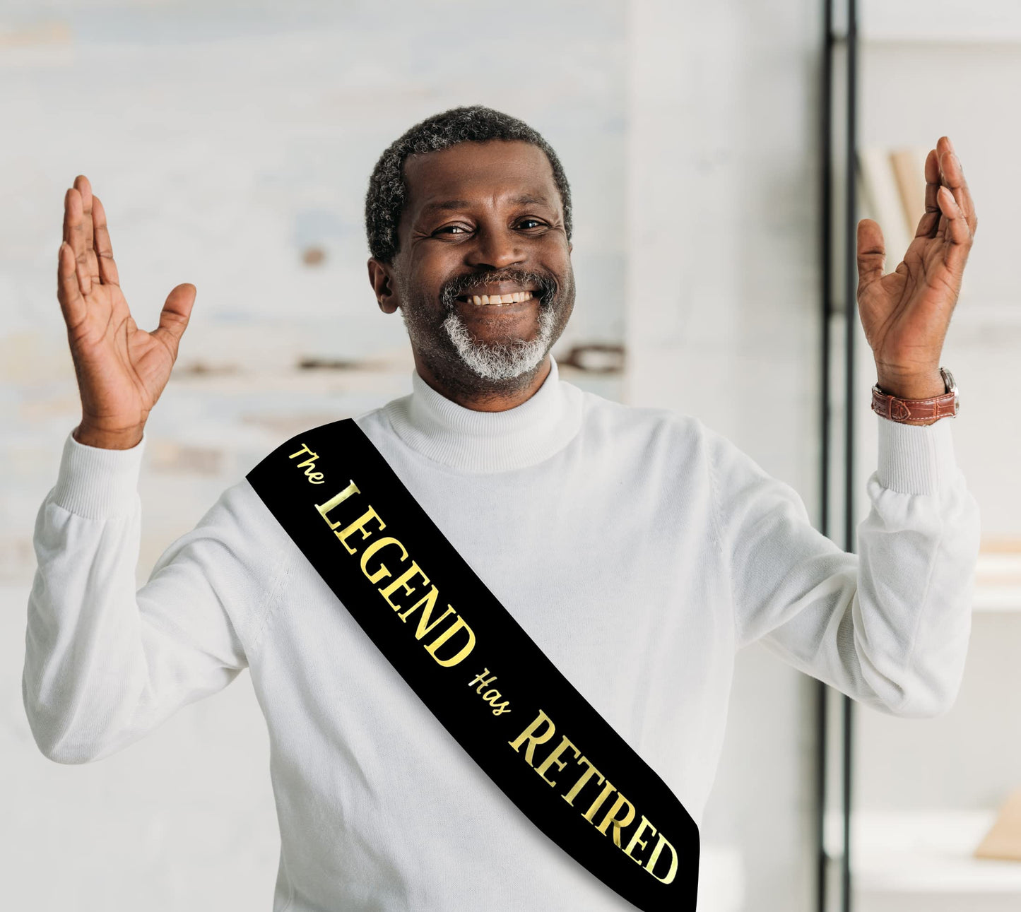 JPACO The Legend Has Retired Sash – Elegant Black and Gold Foil Legendary Sash for Both Women and