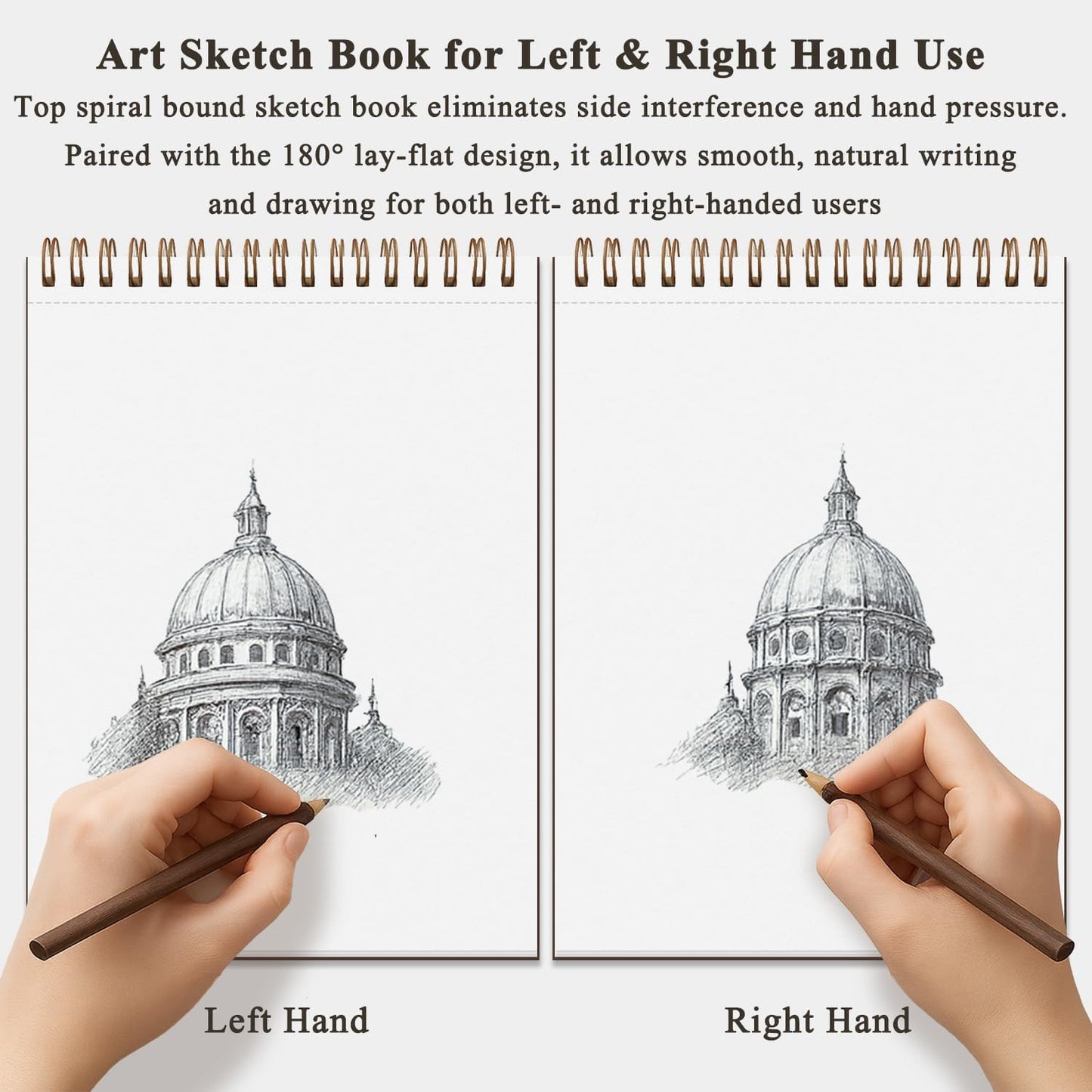 9" x 12" Sketch Book, Top Spiral Bound Sketch Pad, 2 Packs 100 Sheets Each (68lb/100gsm), Acid Free Art Sketchbook Artistic Drawing Painting Writing Paper for Kids Adults Beginners Artists