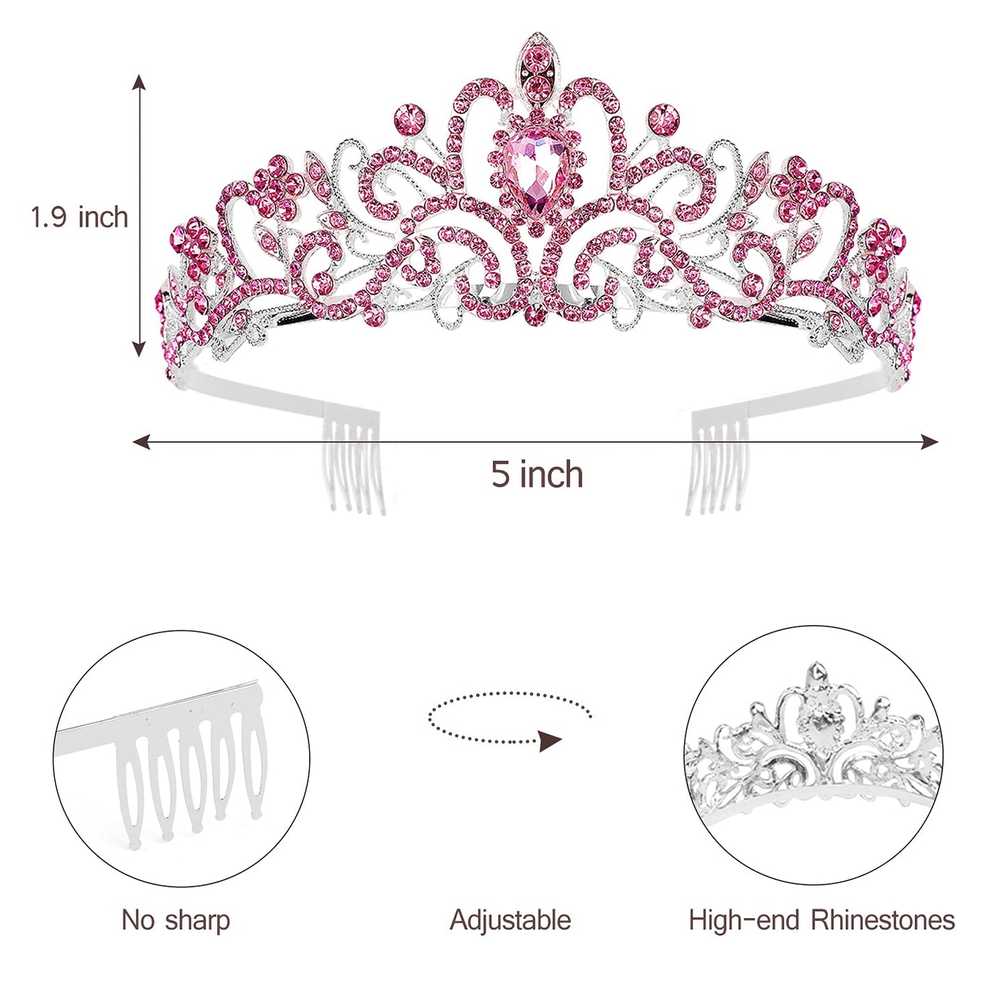 Princess Birthday Tiara - Happy Crown for Girls & Women, Decorative Accessory