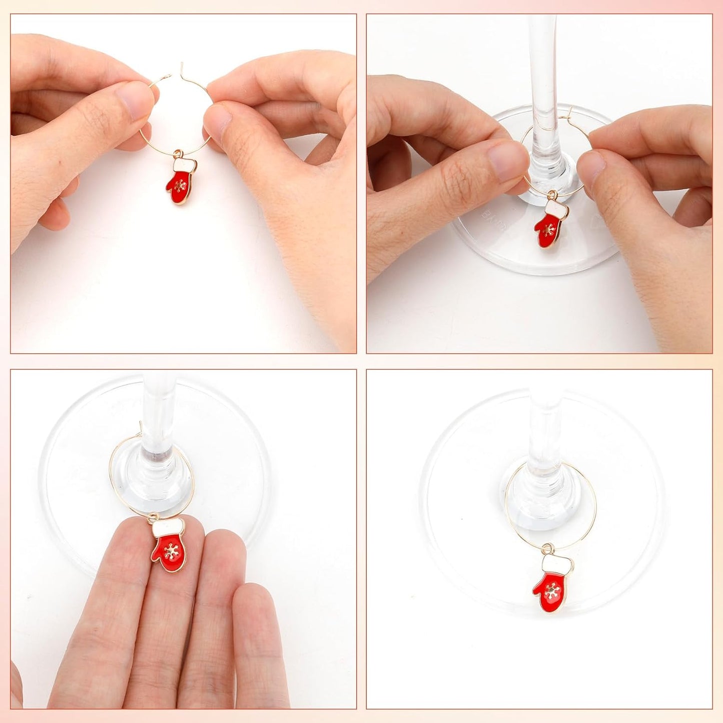 Wine Glass Charms Wine Charms for Stem Glasses Glass Markers Identifiers Tags for Christmas Tasting Party Favors Decorations