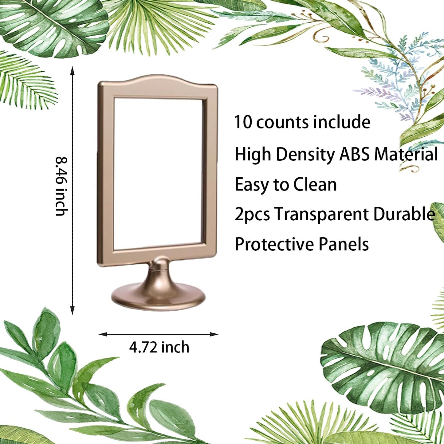 NahNah Double Sided Standing Picture Frames - (Gold, 10 Count) 4x6 Inch, Plastic Pedestal Photo Frame with Inserts and Base - 2 Sided Tabletop Vertical Display Frame for Wedding Table Bridal