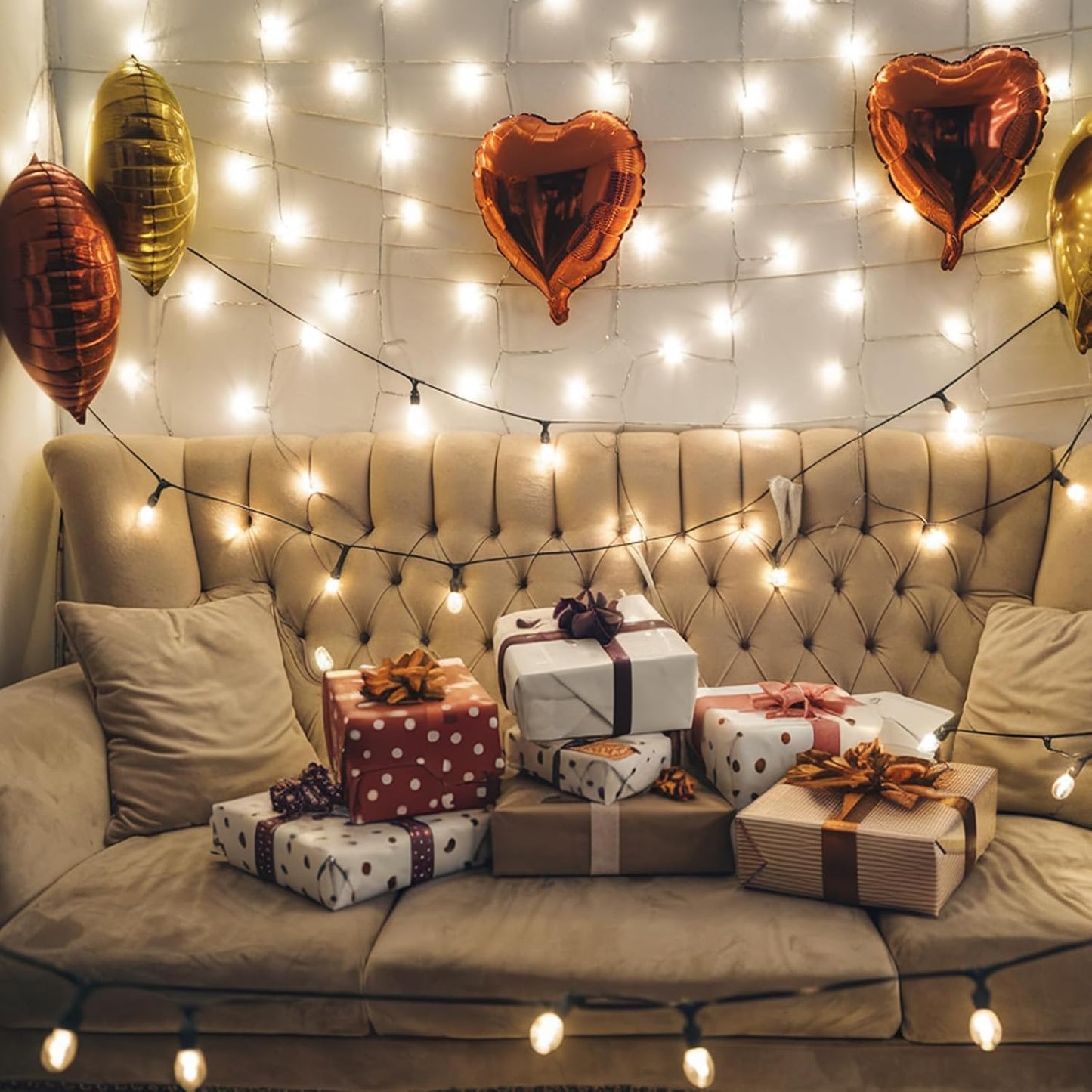 Red Gold Heart Balloons, 18 Inch Red and Champagne Gold Heart Shape Balloons, 12PCS Large Heart Helium Foil Love Balloon for Birthday Baby Shower Engagement Wedding Party Decorations