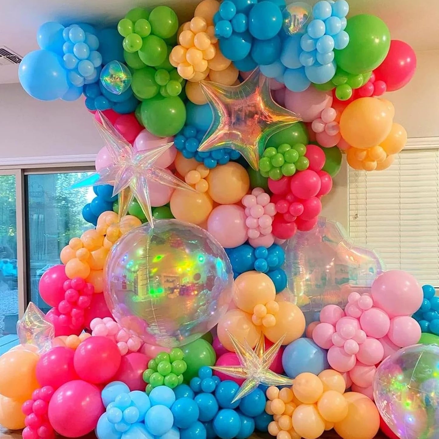 Fangoo 9pcs 18-27in Iridescent Balloon Holographi Foil Balloons for Disco Party Decorations Undersea Mermaid Party Decorations Graduation Birthday Wedding Decor